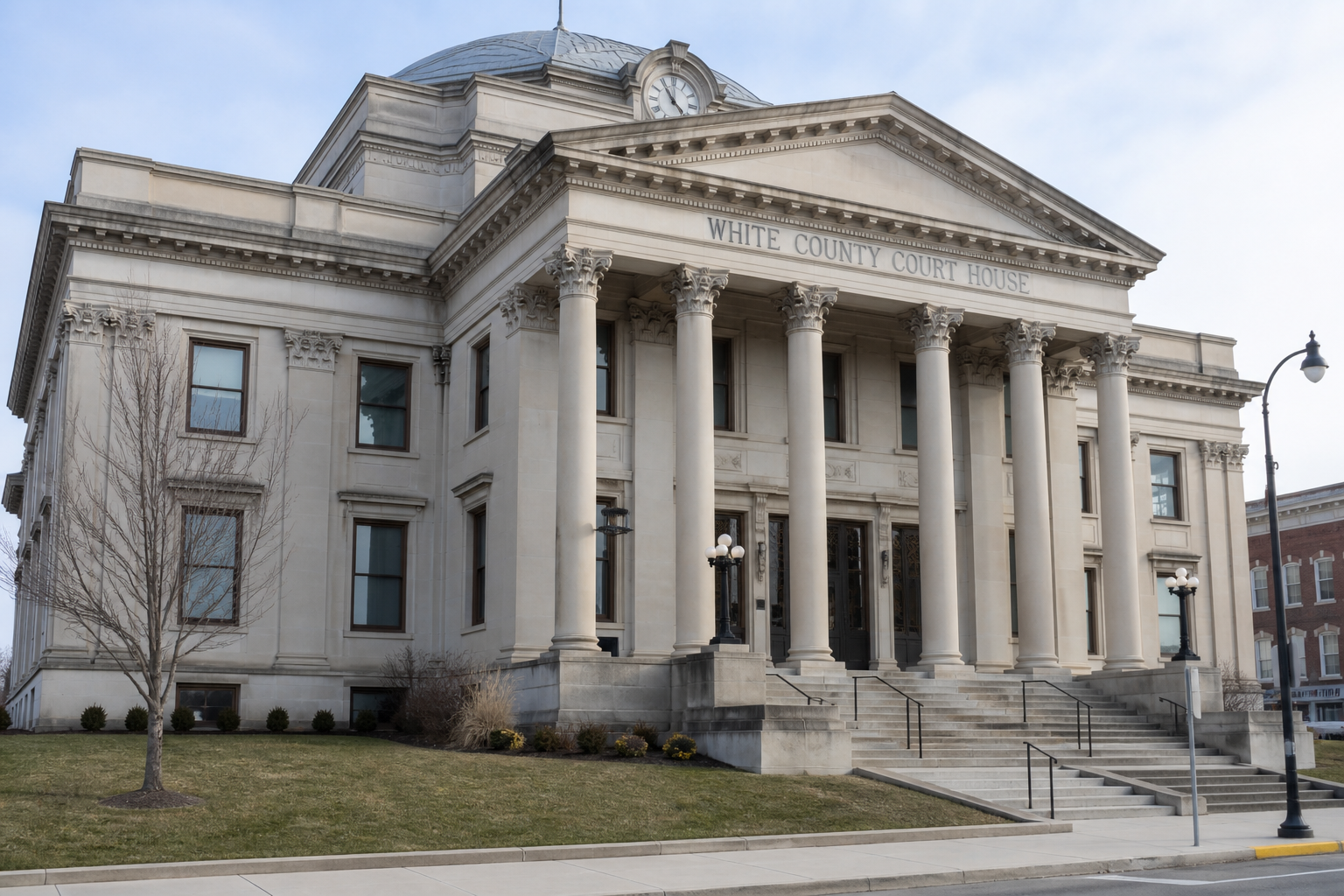 White County courthouse exterior in Monticello, where the reported Indiana Beach injury lawsuit was filed.