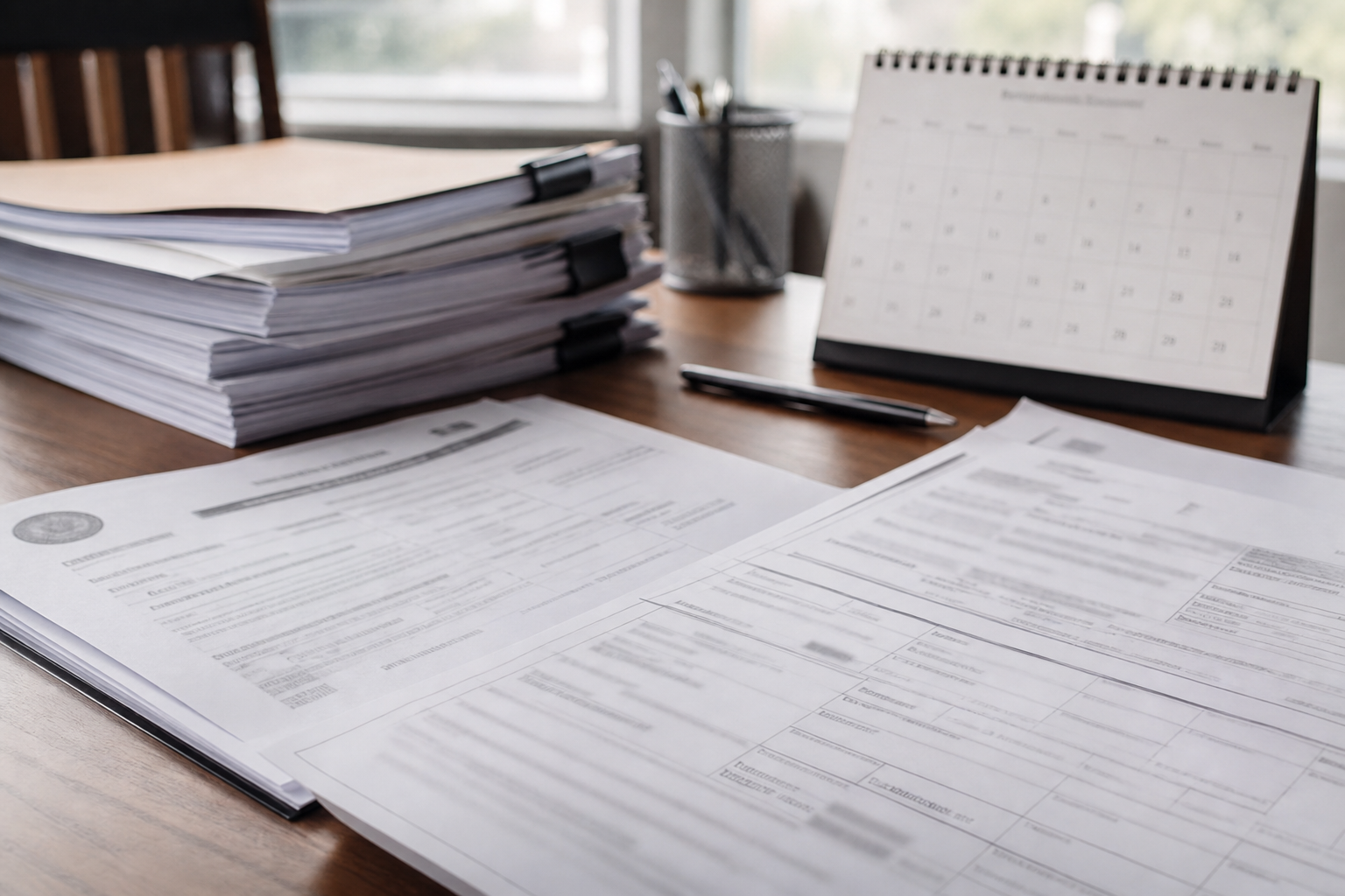 Public court records and a calendar illustrating sentencing dates and civil filing deadlines after an Indiana fatal pedestrian crash.