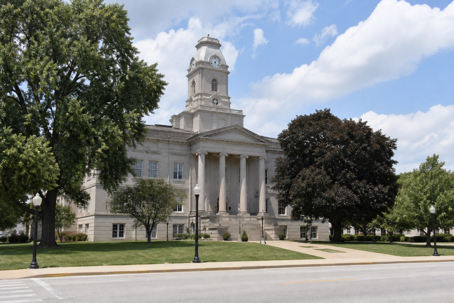 An Indiana county courthouse exterior representing the legal deadlines and comparative-fault issues that may follow a Vigo County injury crash.