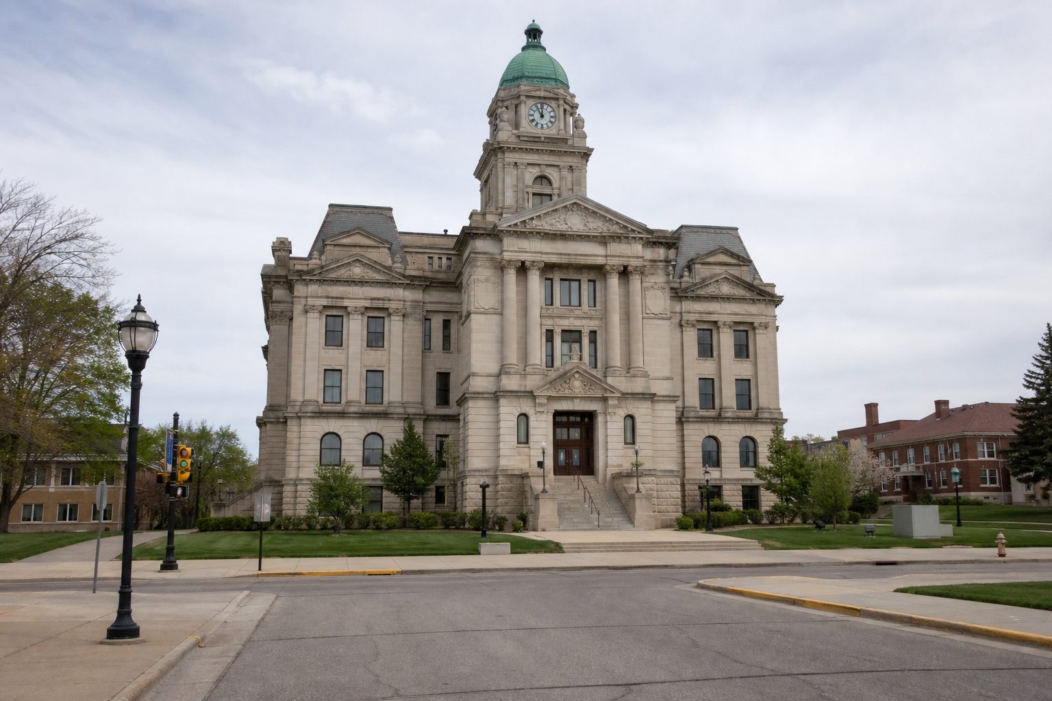 DeKalb County courthouse in Auburn, relevant to potential legal proceedings arising from an incident on private property near County Road 52.