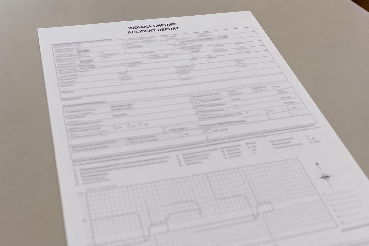 A generic sheriff accident report illustrating the records involved after a Kosciusko County traffic crash.