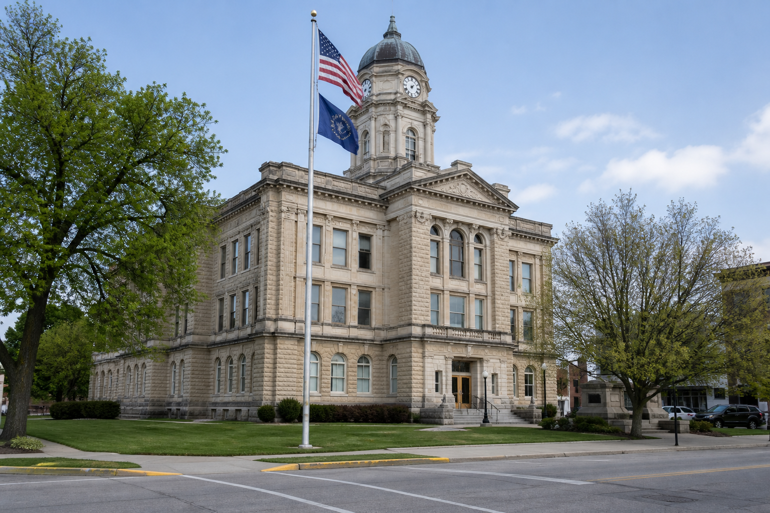 County government building representing the local records and legal process following a Kosciusko County crash.