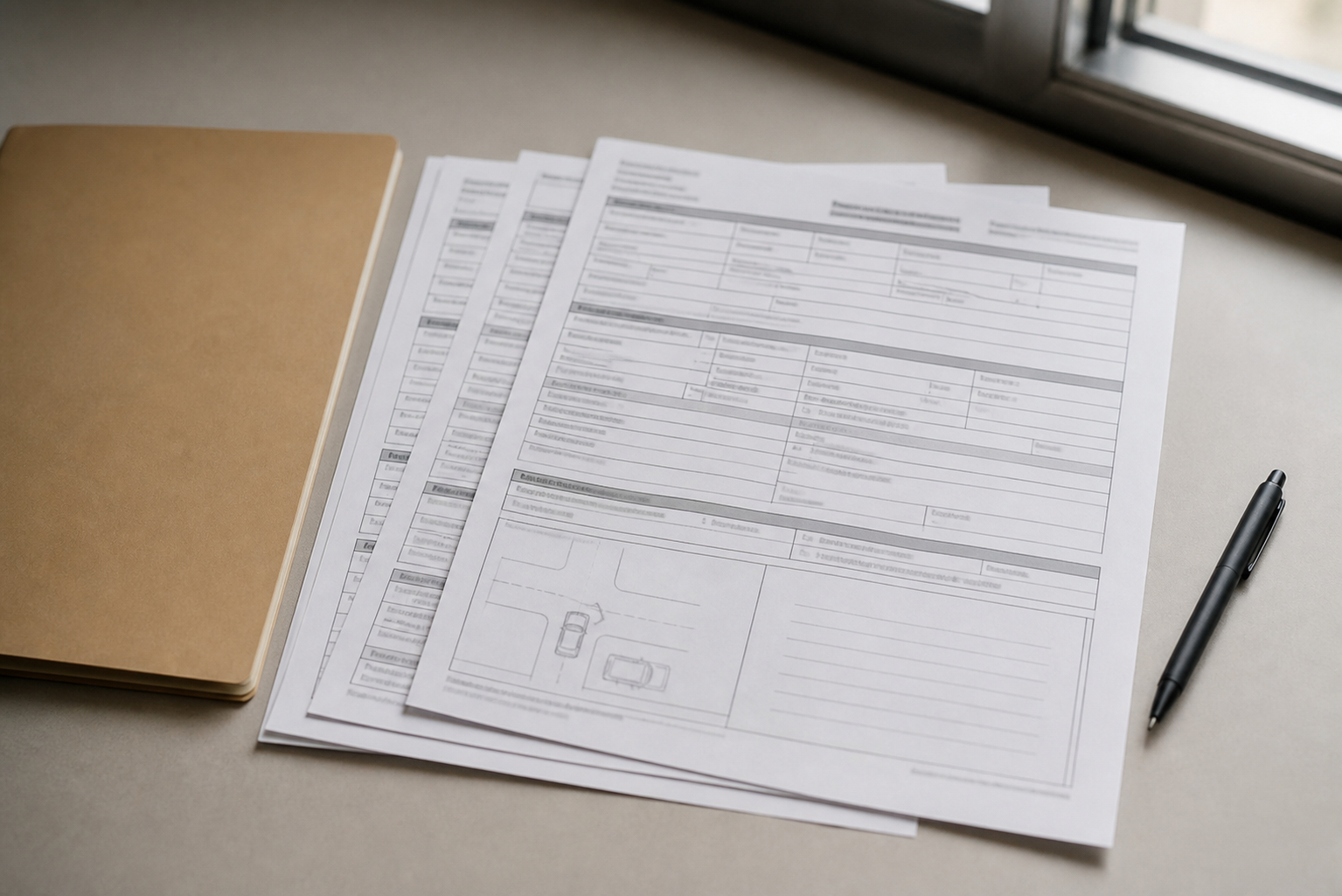Public crash-report documents representing evidence review after a Decatur County commercial vehicle collision.
