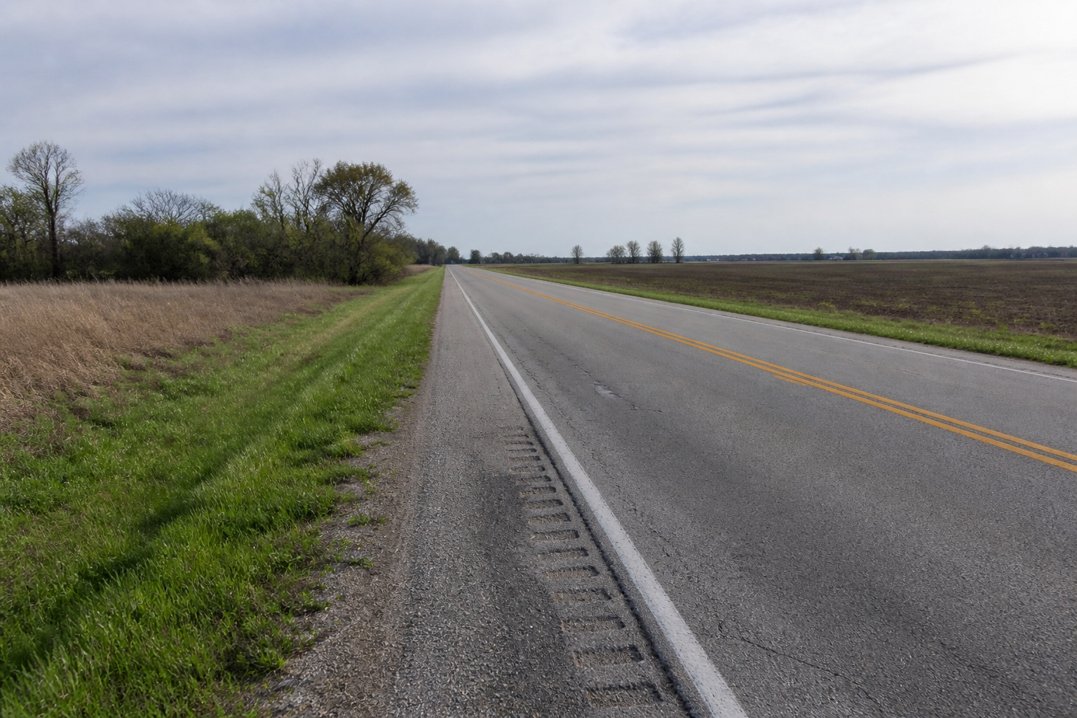 A two-lane roadway in Dearborn County illustrating the setting of the reported State Road 350 head-on collision.