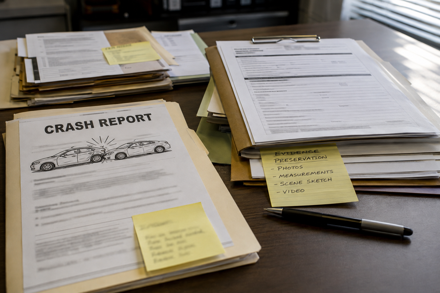 Public-records and evidence-preservation documents relevant to an Elkhart County injury crash investigation.