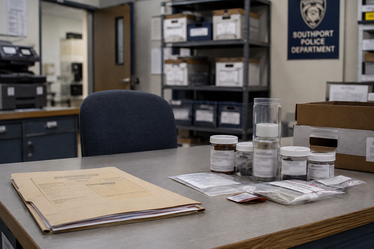 Generic police evidence and case records illustrating the Southport hit-and-run investigation in Marion County.