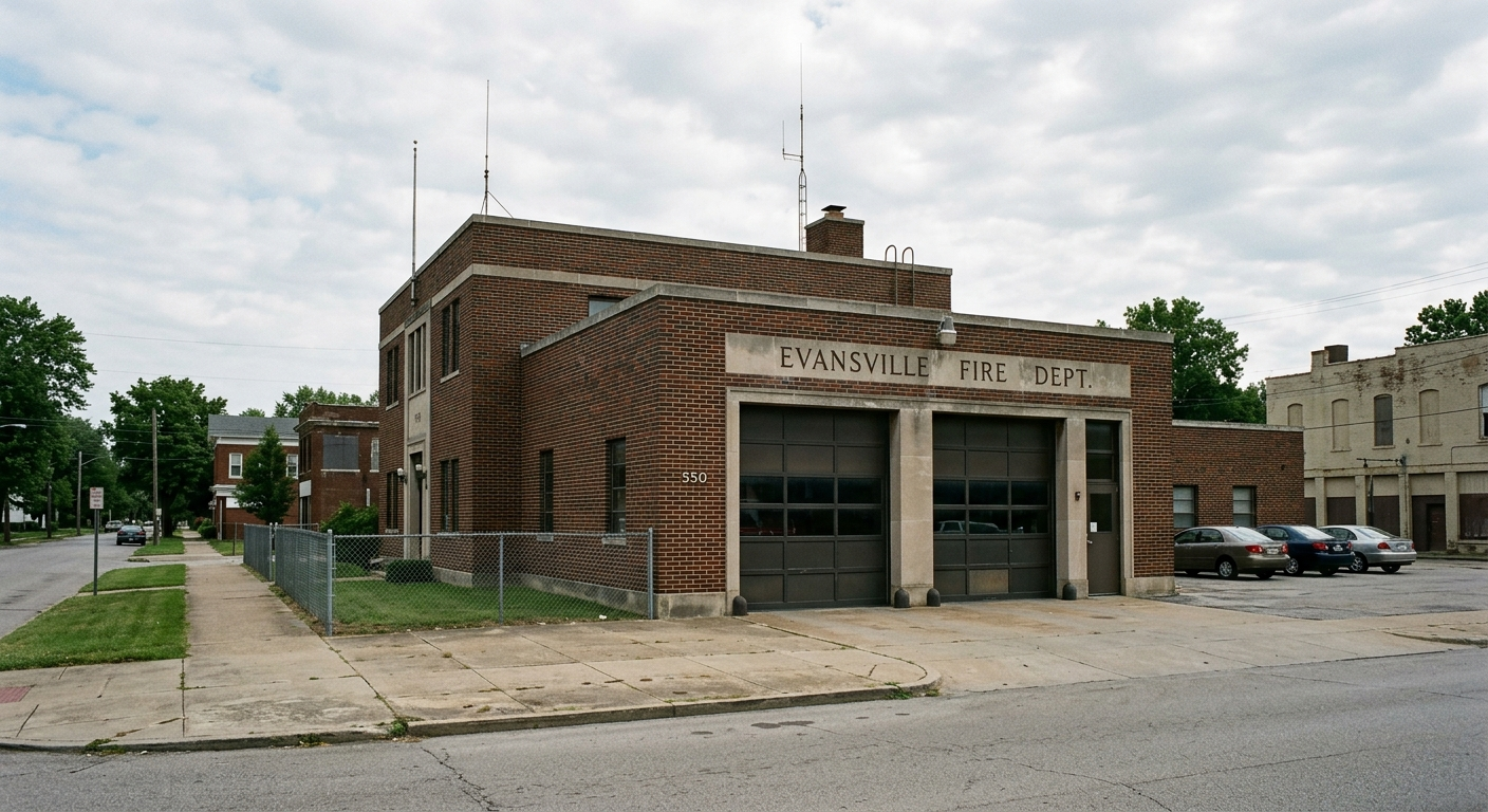 Fire department exterior in Evansville, where responders documented the Norman Avenue carbon monoxide incident.