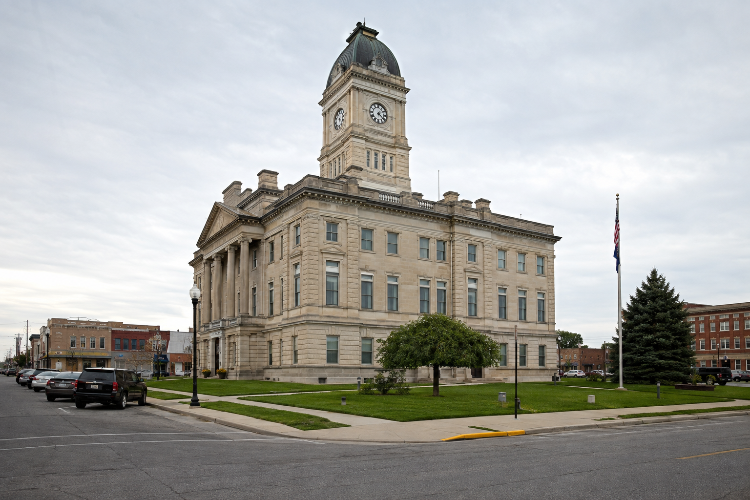 County courthouse exterior representing Lawrence County court procedures and Indiana personal injury claim deadlines.