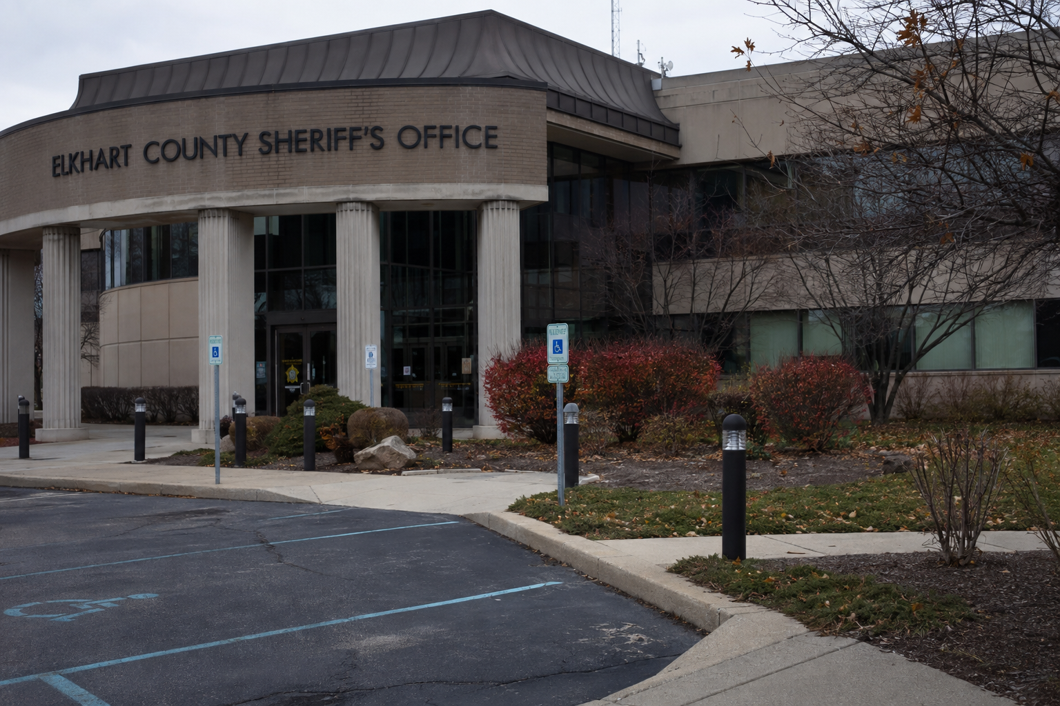 Elkhart County Sheriff's Office exterior, representing the agency that investigated the Elkhart pursuit crash.