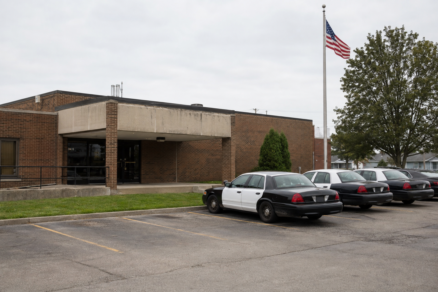 A police department exterior representing the ongoing Martinsville shooting investigation in Morgan County.