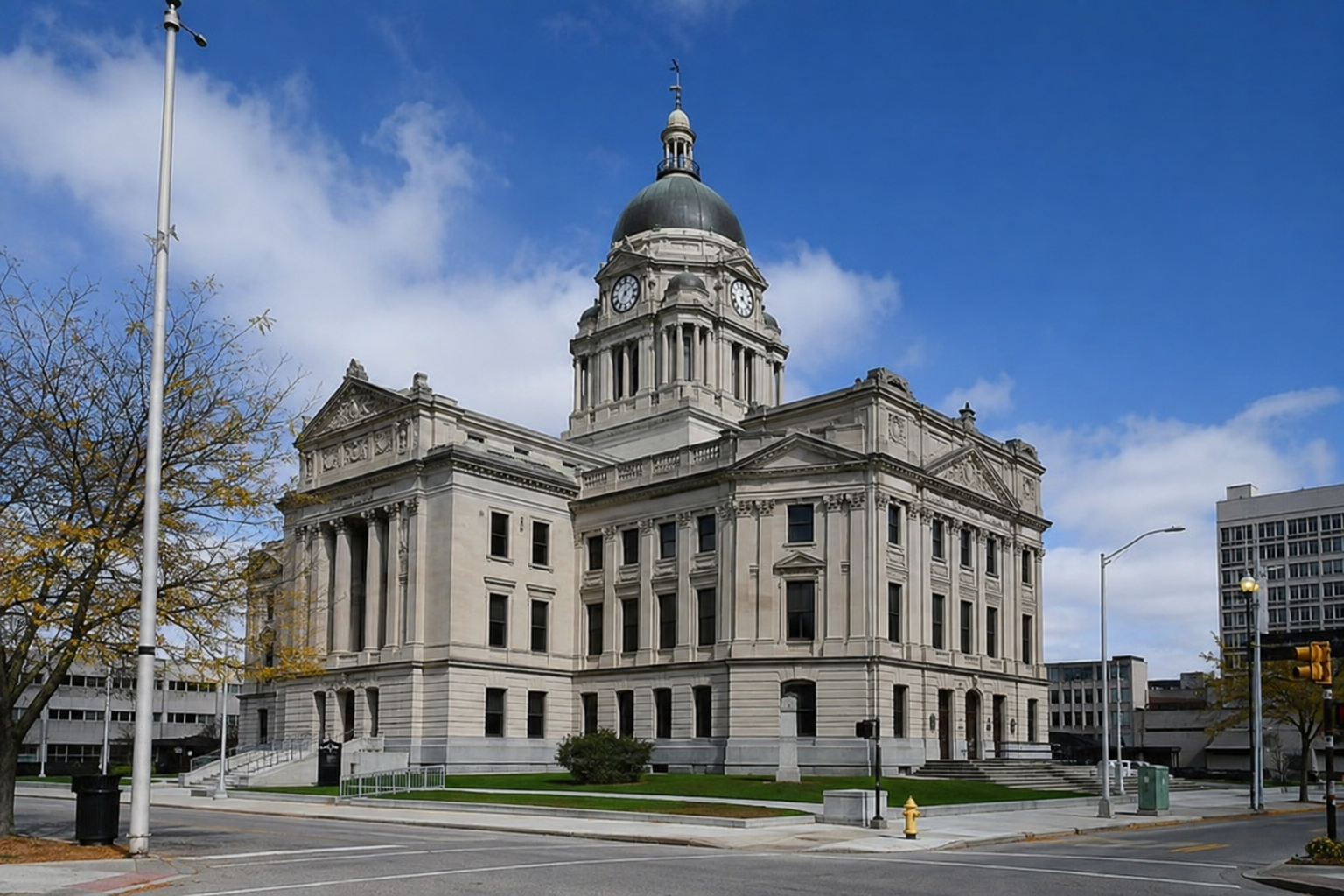 Allen County Courthouse in Fort Wayne, where an Allen County civil injury case would ordinarily be filed.