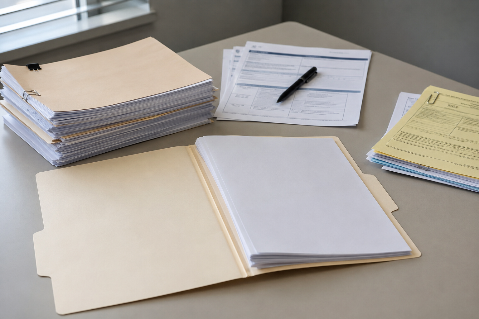 Crash report and insurance documents representing evidence and claim records after a Boone County school bus crash.