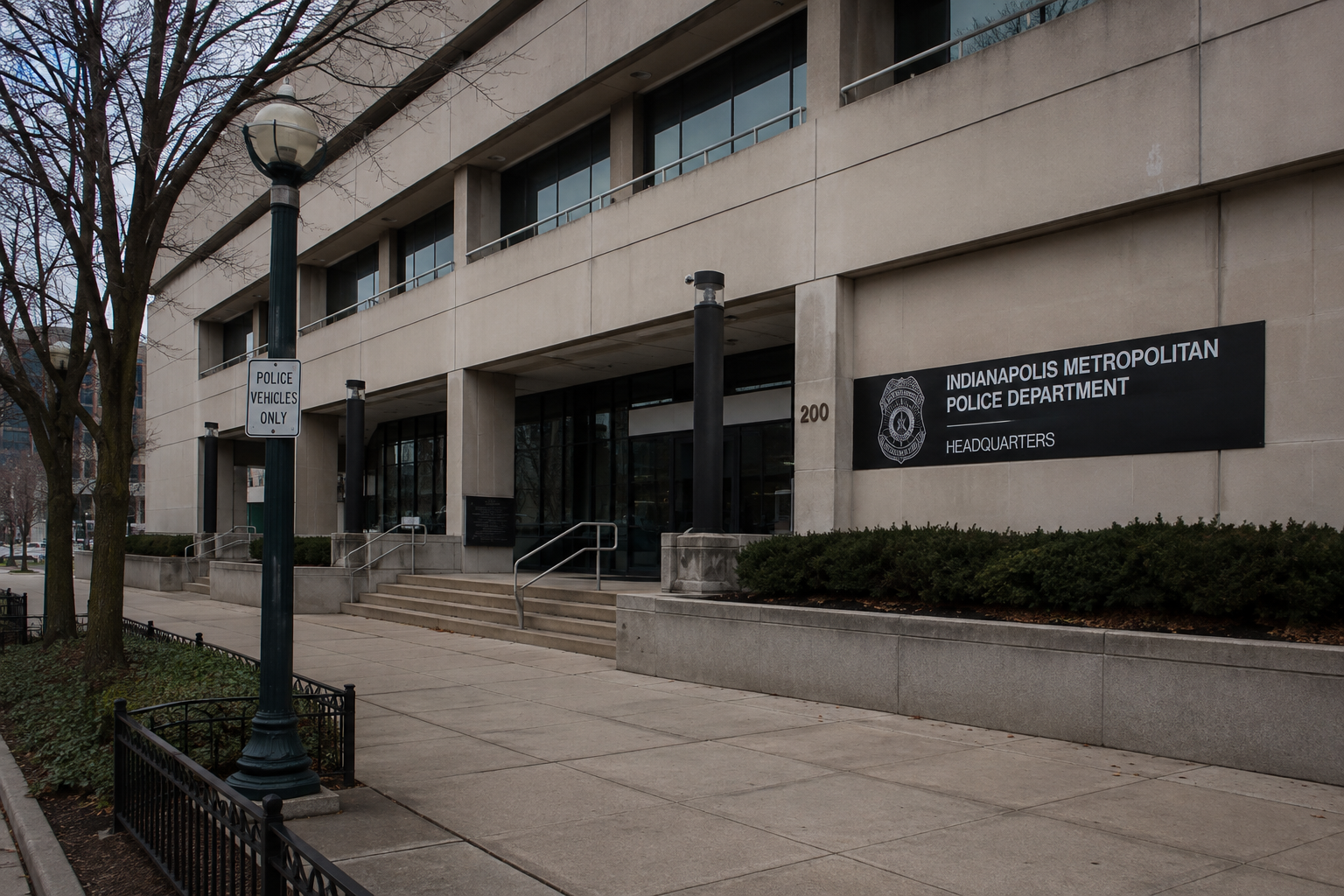 Indianapolis police department exterior representing the ongoing investigation into the East 38th Street double shooting.