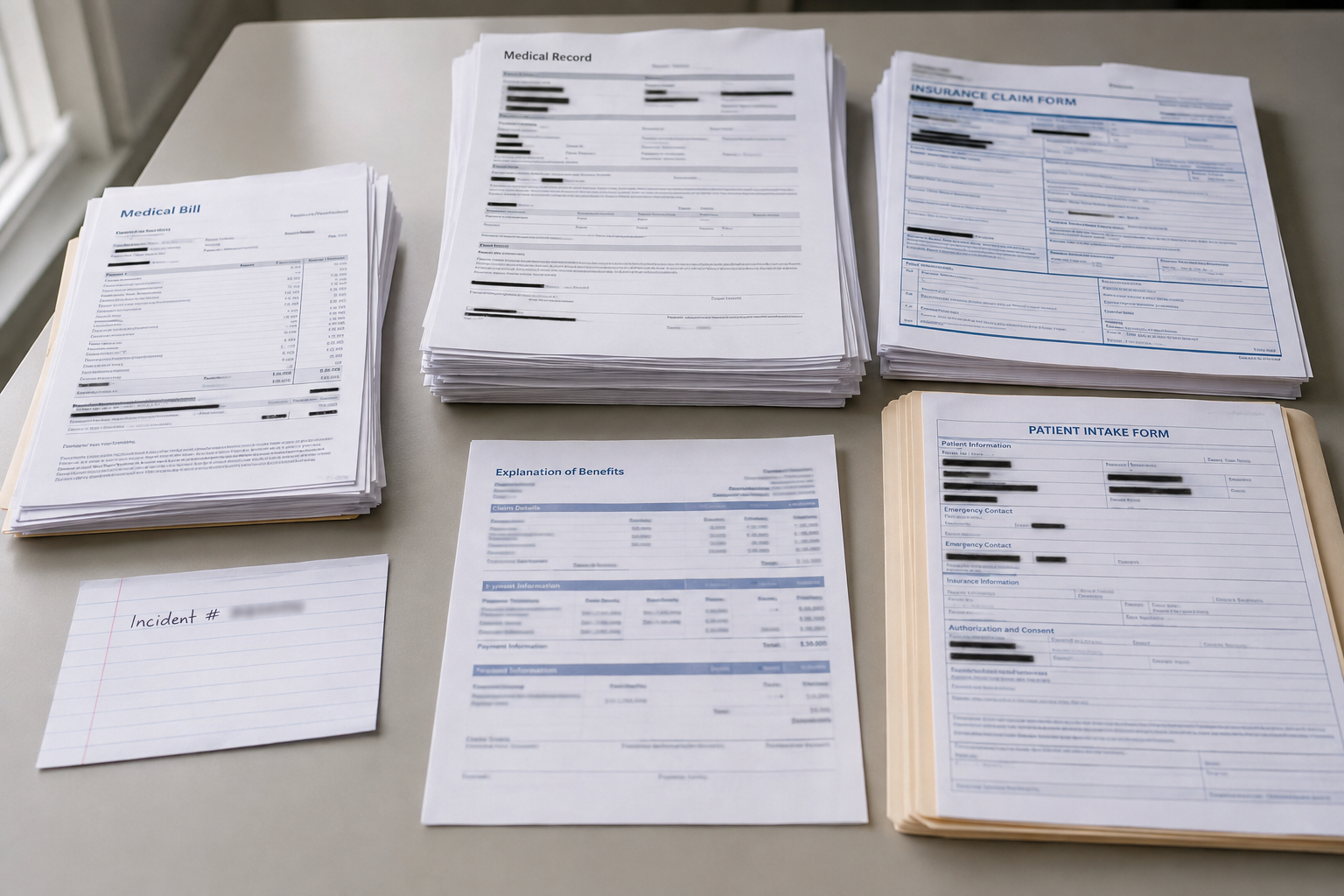 Organized medical and incident records relevant to preserving documentation after an Indianapolis injury.