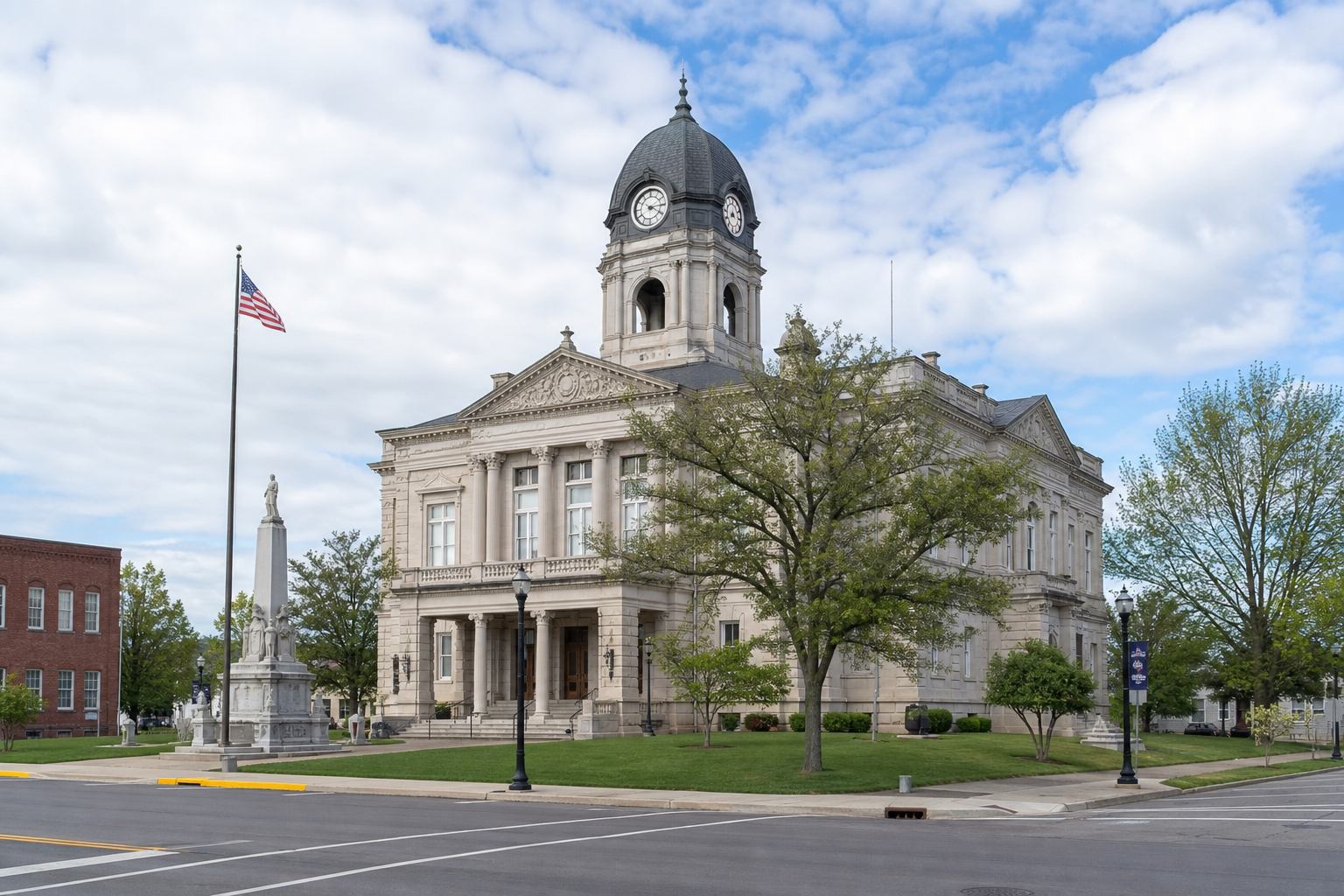 Jay County courthouse in Portland, Indiana, representing the local legal setting for an injury claim arising in Jay County.