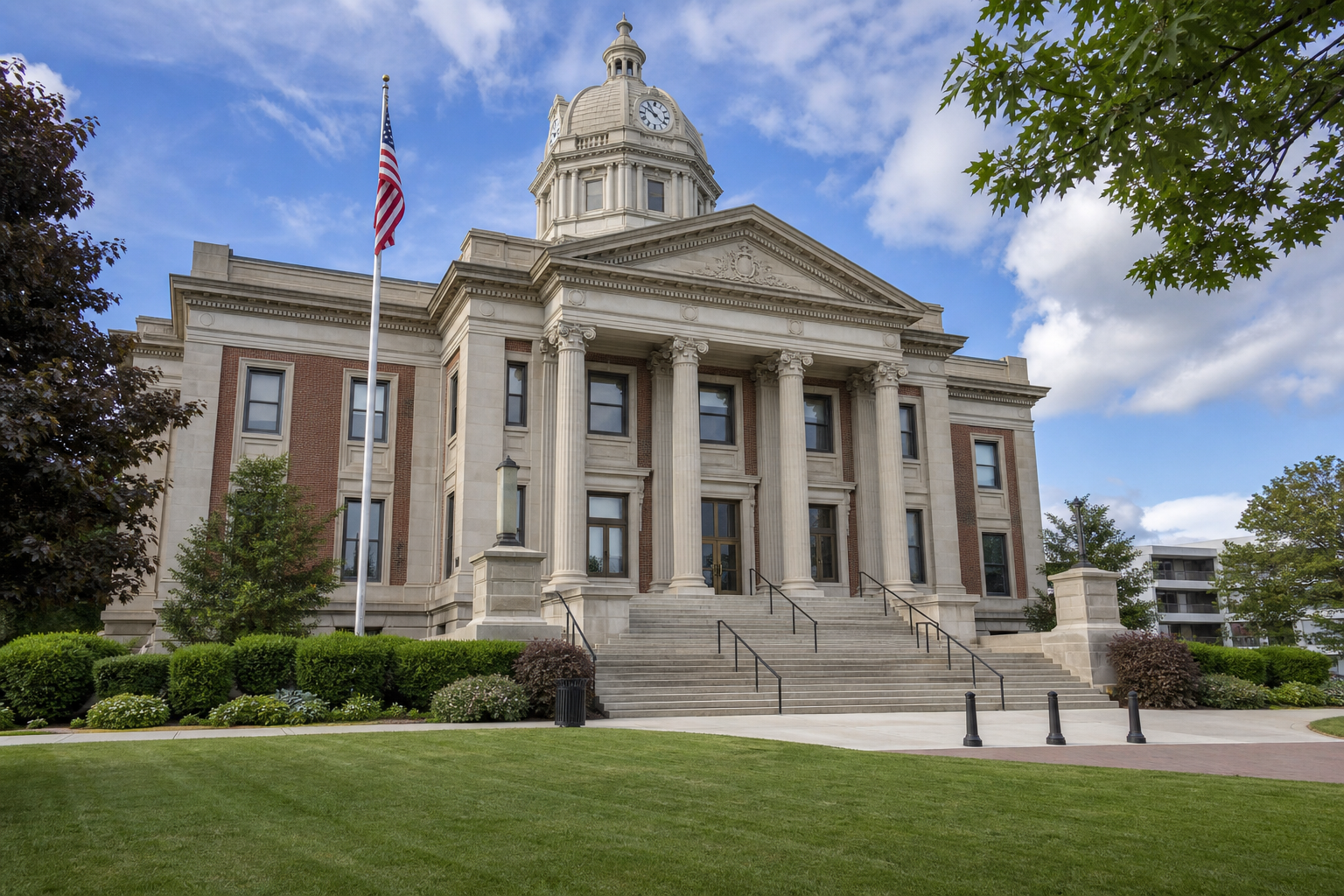 An Indiana county courthouse exterior representing the Daviess County legal venue discussed in the article.