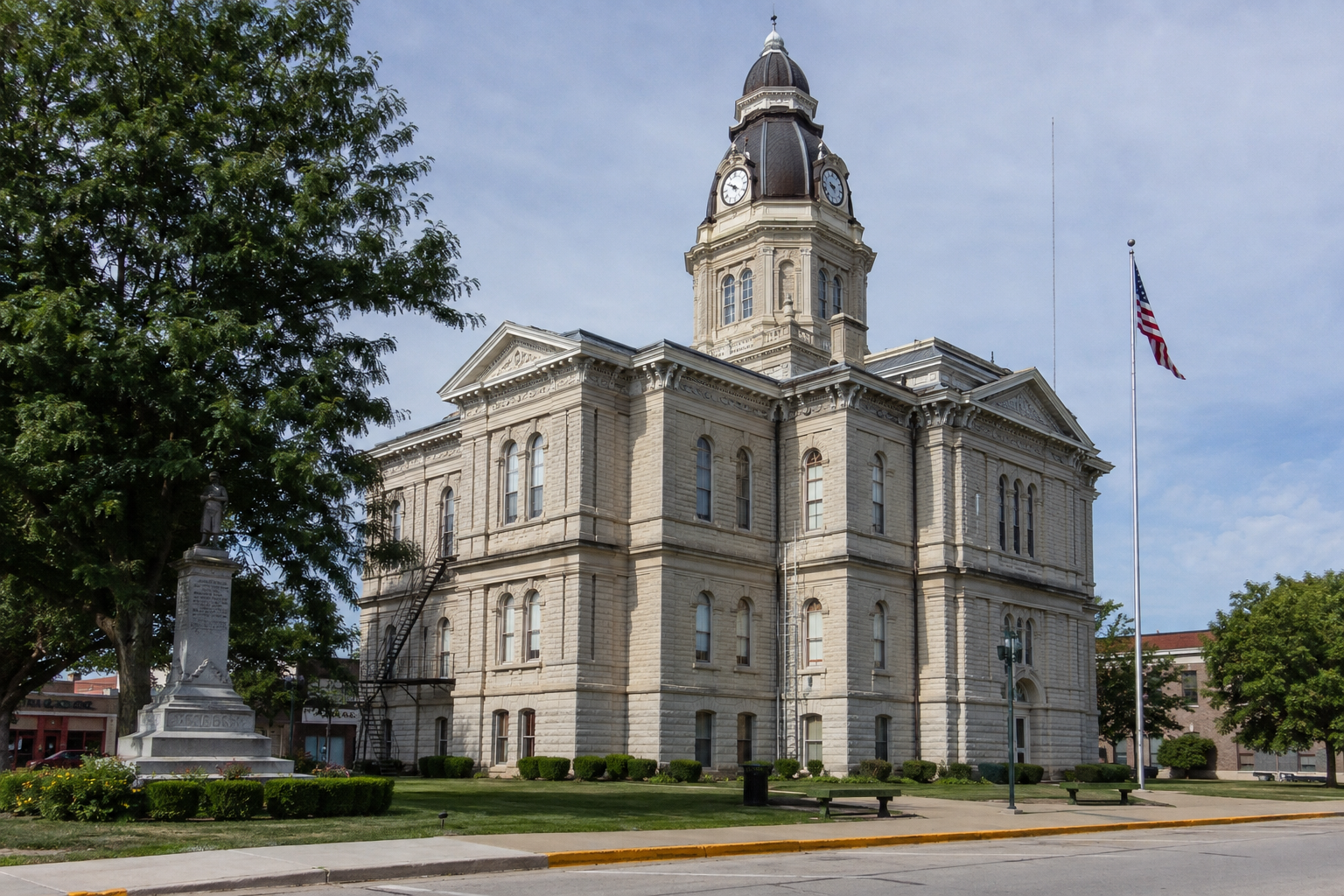 An Indiana county courthouse representing the legal and estate issues that may follow a fatal Elkhart County motorcycle crash.