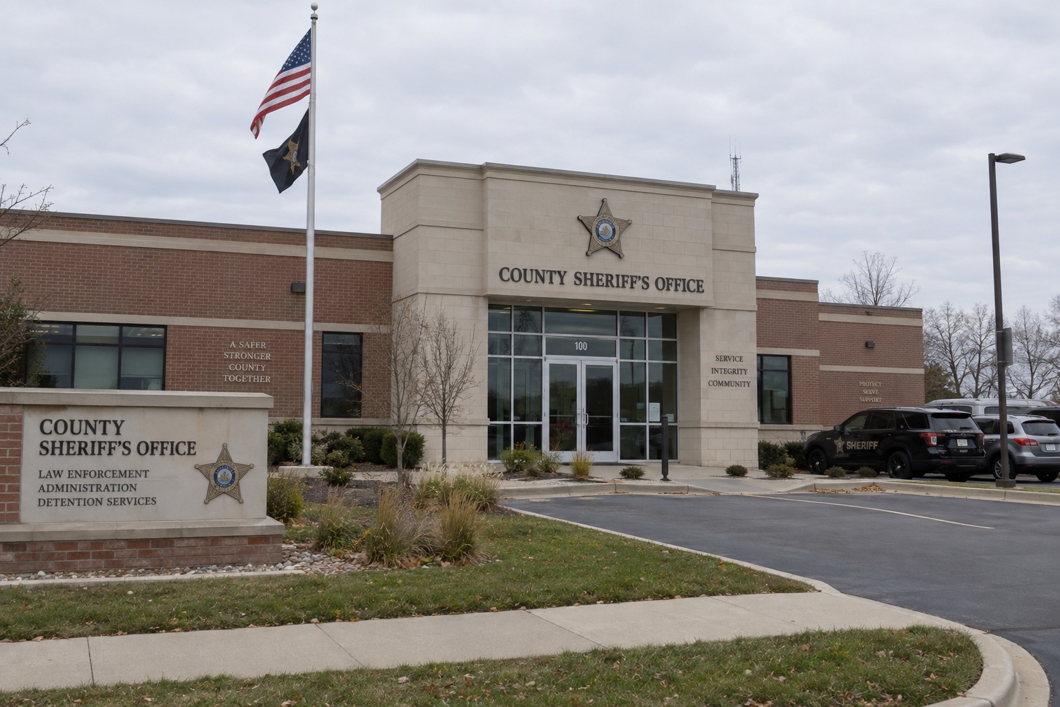 Elkhart County law-enforcement building representing the ongoing sheriff’s investigation into the County Road 13 e-bike crash.