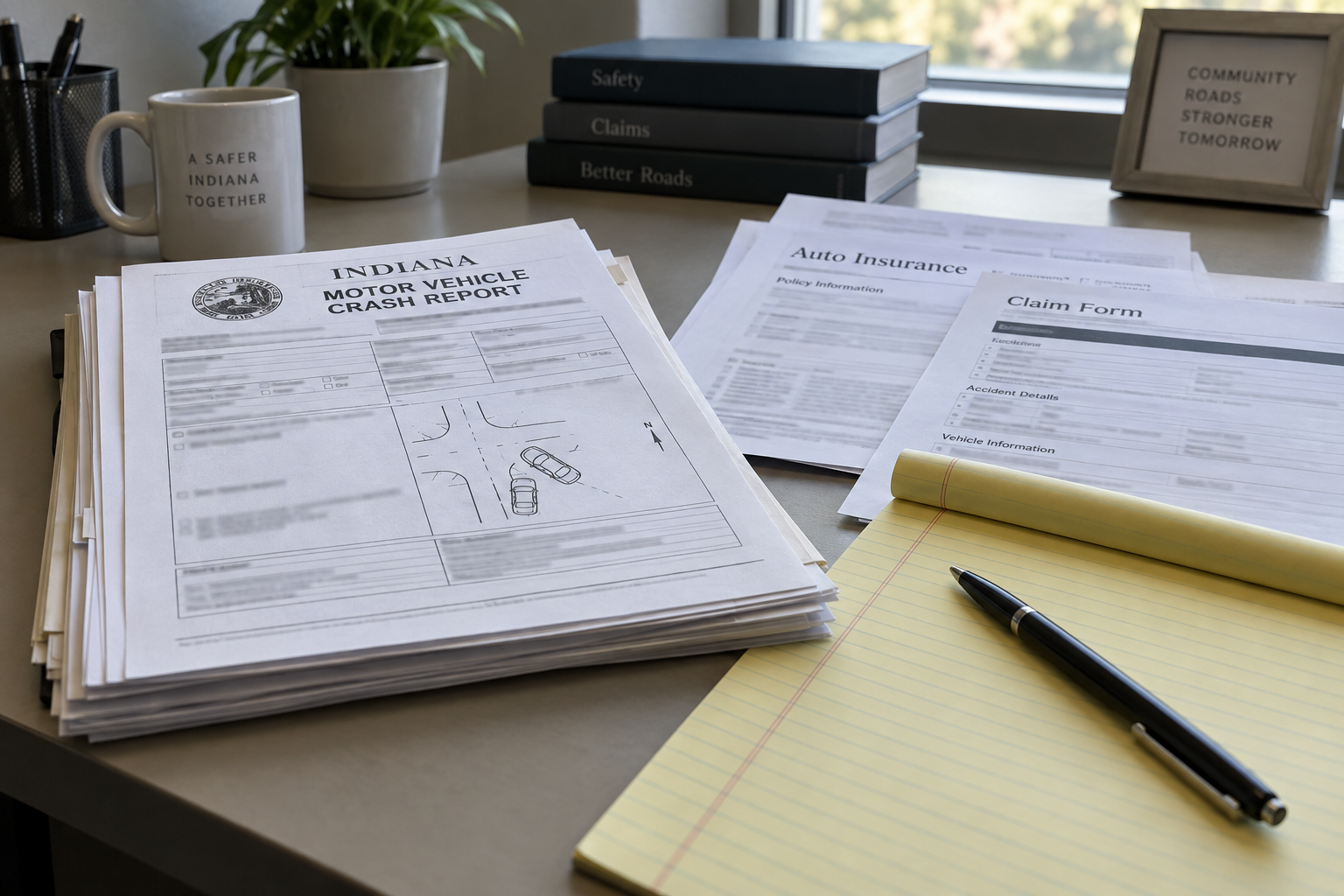 Crash reports and insurance records illustrating evidence preservation after an Indianapolis hit-and-run.