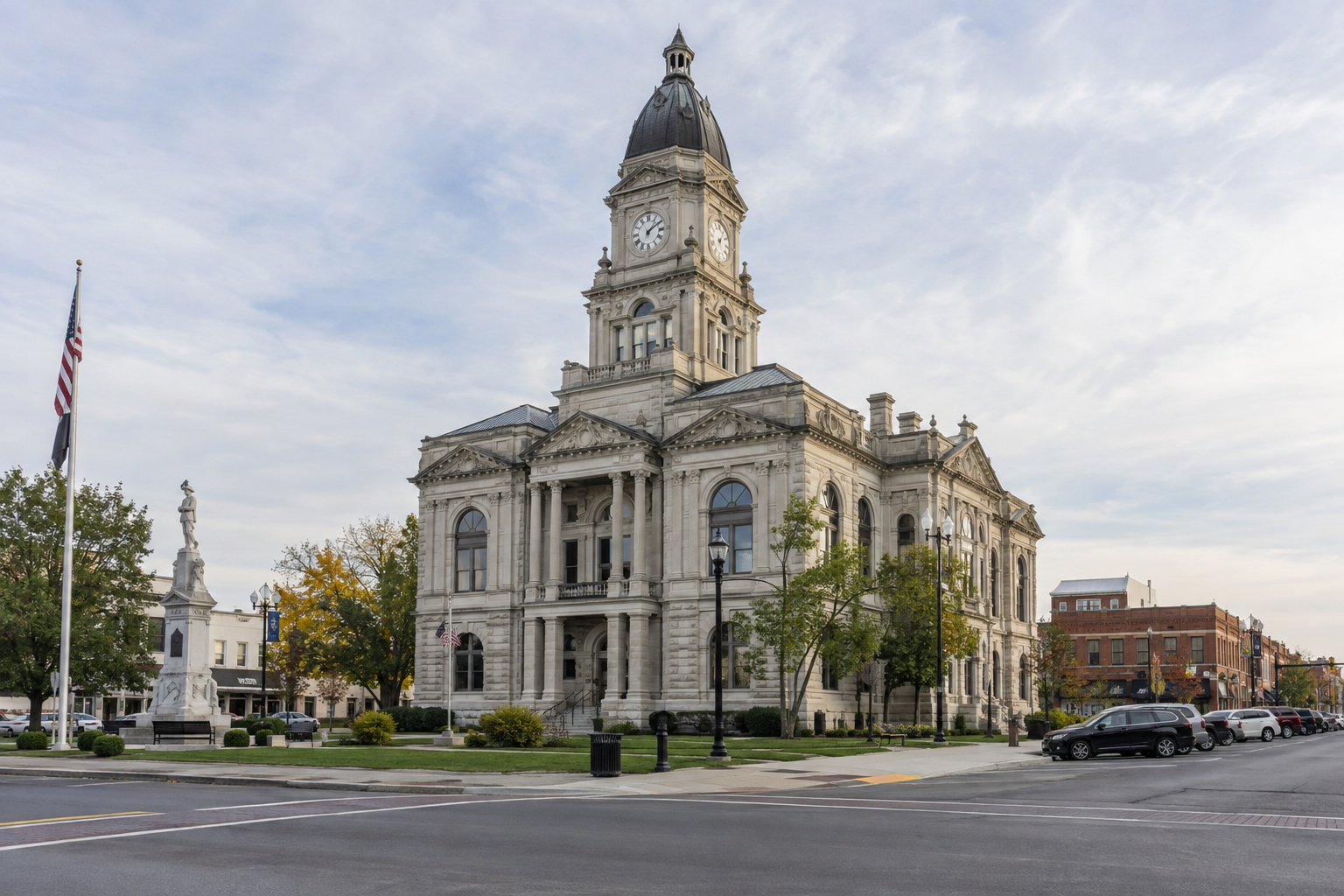 Johnson County courthouse exterior representing the civil and criminal proceedings that may follow the Greenwood crash.