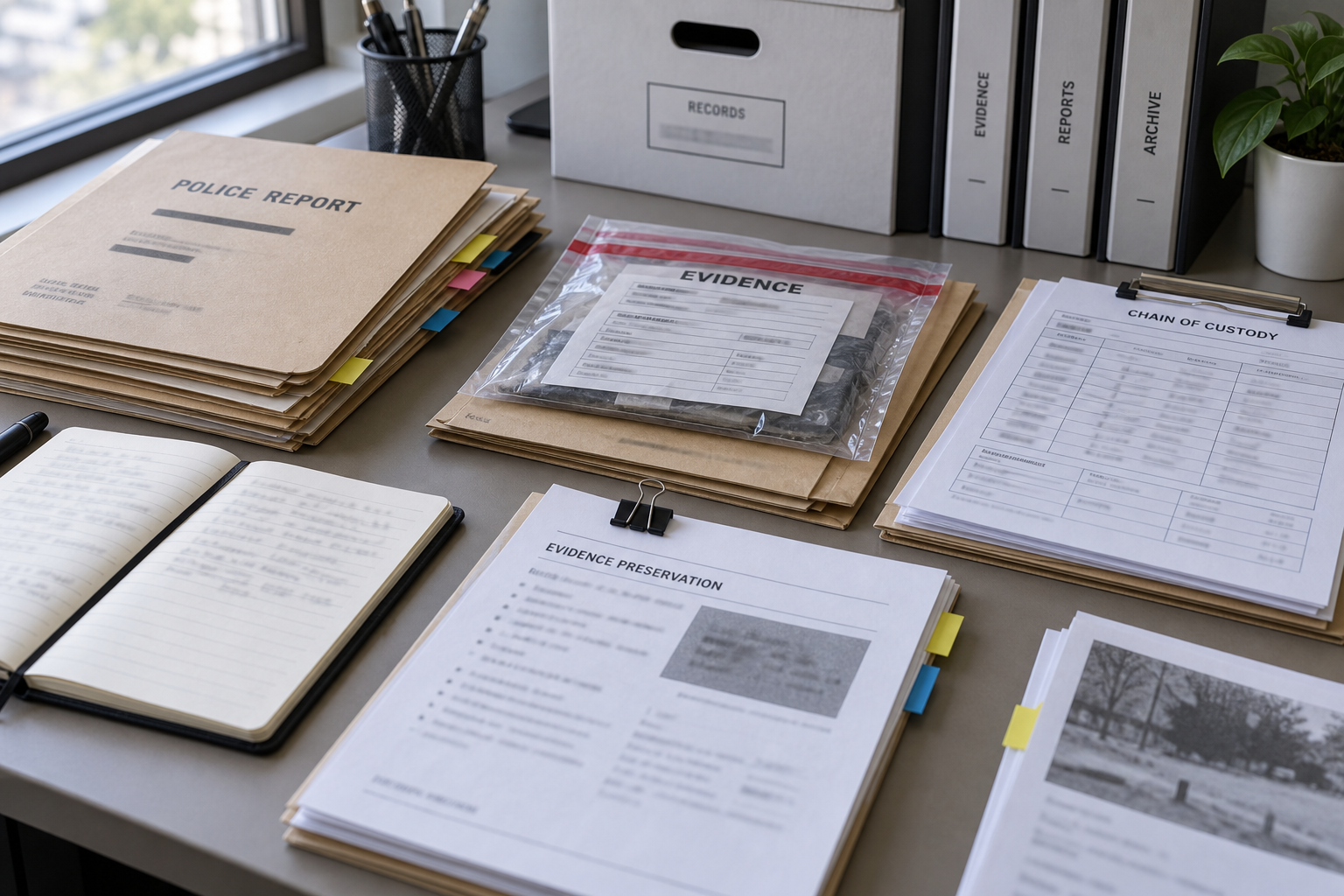 Generic police and evidence-preservation records illustrating the documentation that may matter after an Evansville assault investigation.