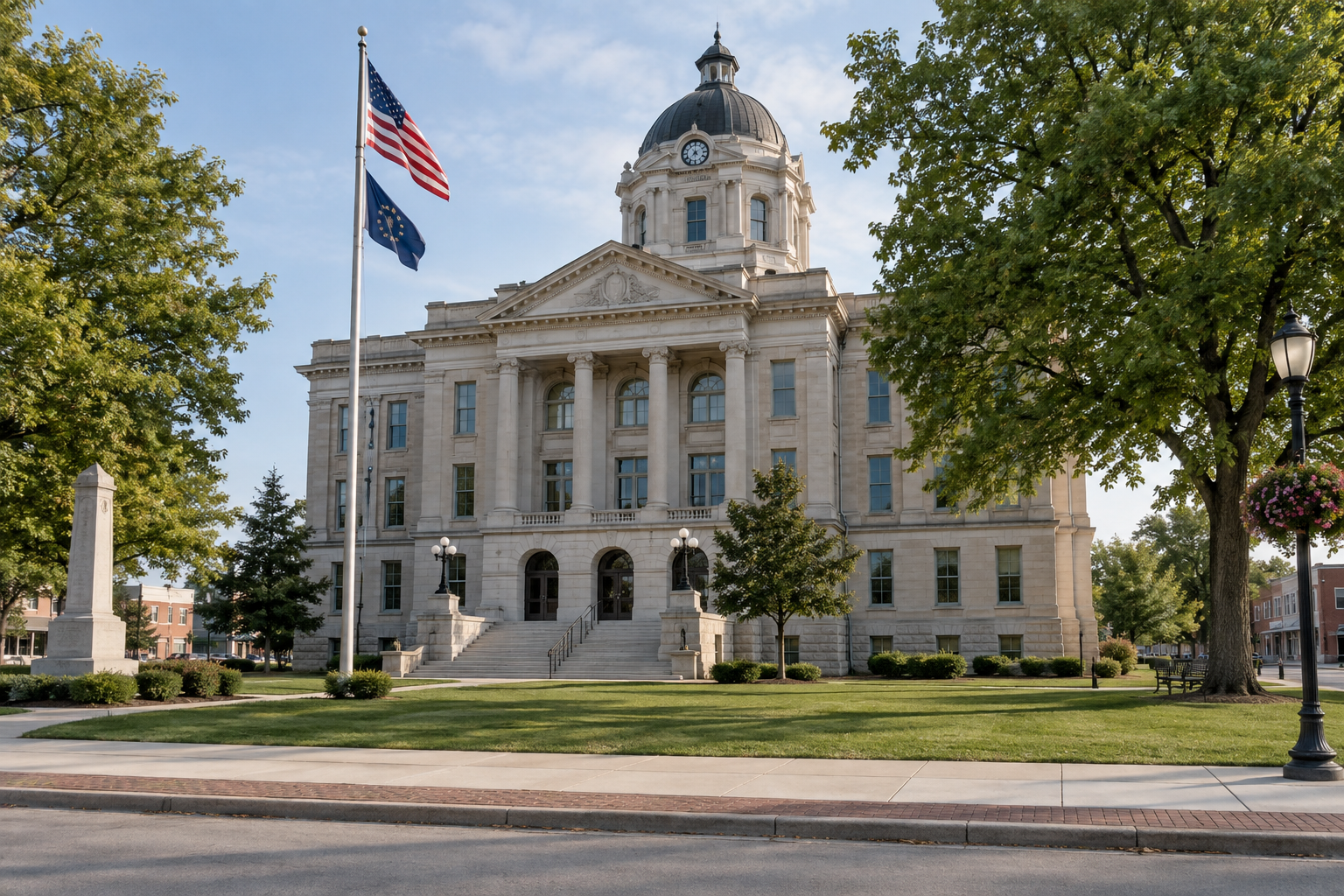 Indiana county courthouse exterior representing the legal process that may follow an injury crash in Kosciusko County.