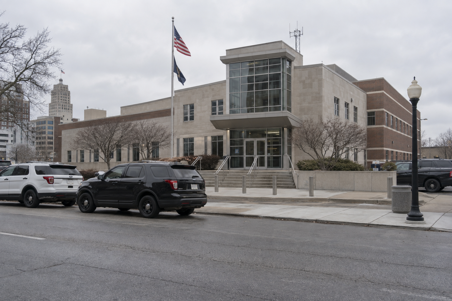 Police building exterior in Fort Wayne, representing the ongoing investigation into the fatal West Coliseum Boulevard crash.