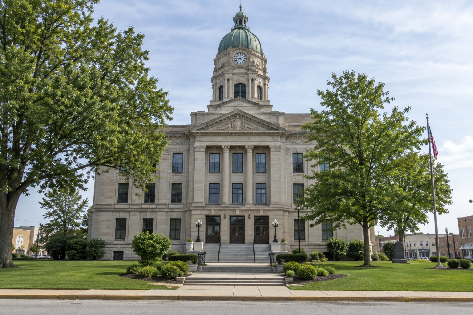 Gibson County courthouse setting relevant to Indiana filing deadlines and local court procedures after a Princeton-area crash.