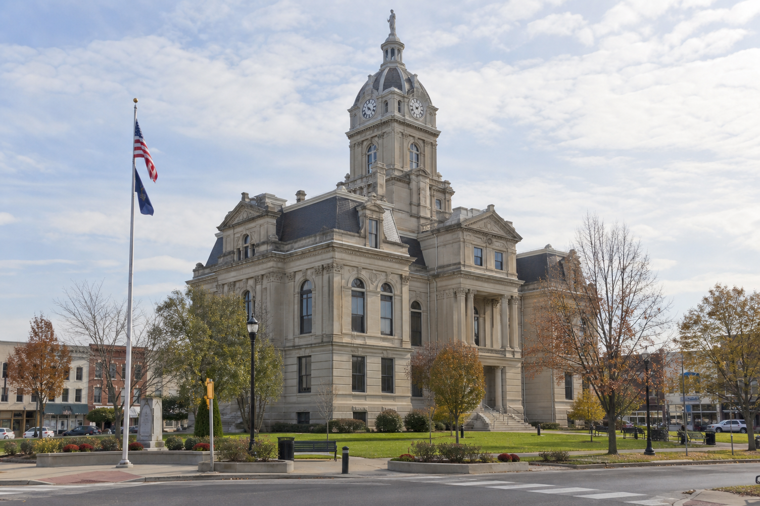 Kosciusko County courthouse in Warsaw, representing the local legal setting for claims connected to the U.S. 30 crash.