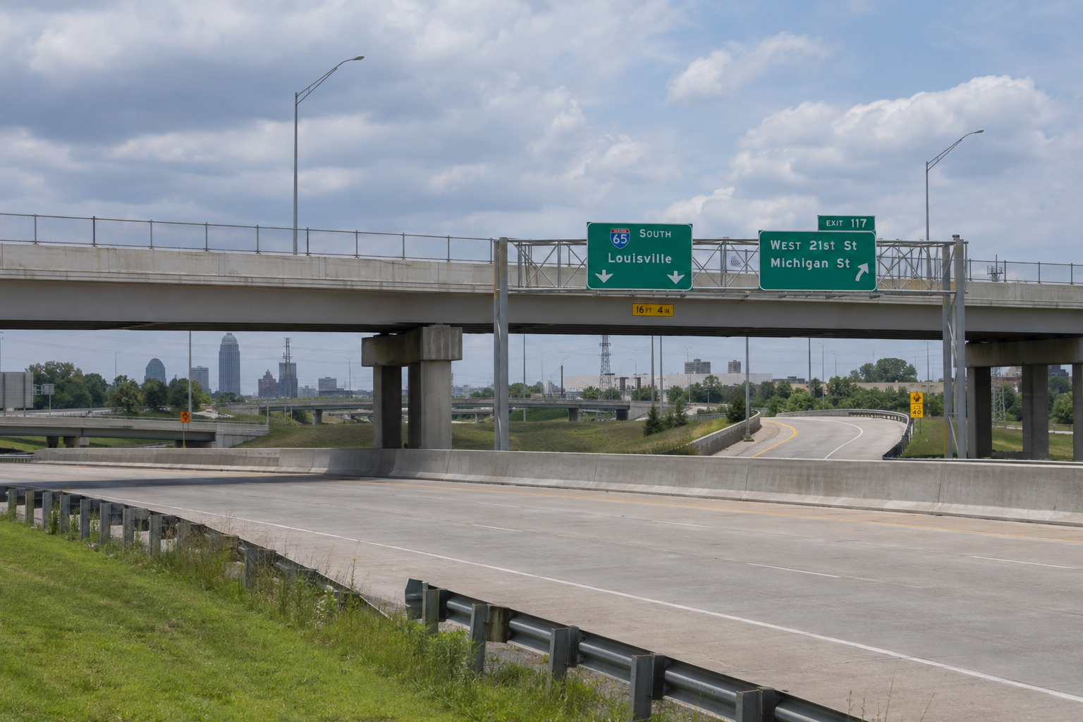 Interstate 65 ramp near West 21st Street in Indianapolis, the roadway area identified in the Fall Creek pursuit crash report.