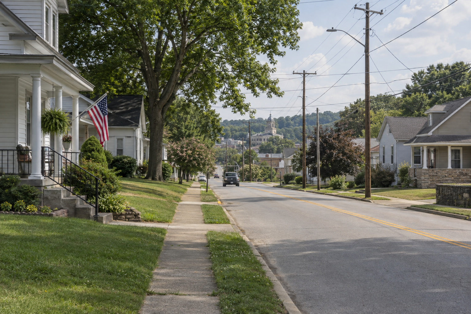 A representative Bedford city block illustrating the setting of the reported Q Street hit-and-run.