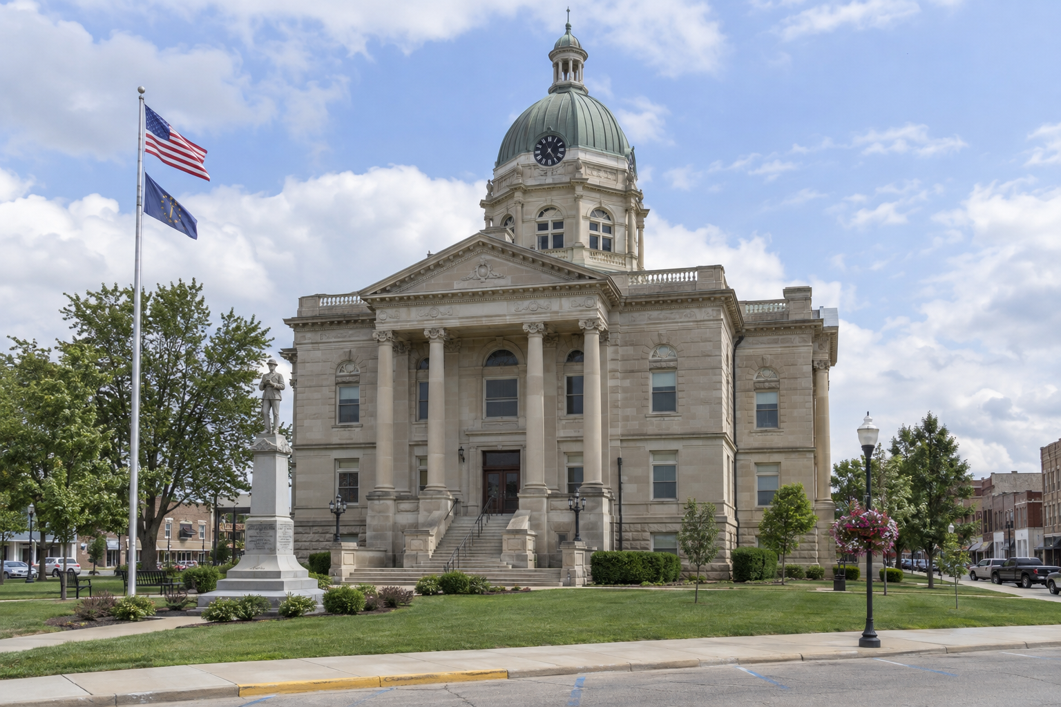 Lawrence County courthouse in Bedford, providing local context for an Indiana hit-and-run claim.