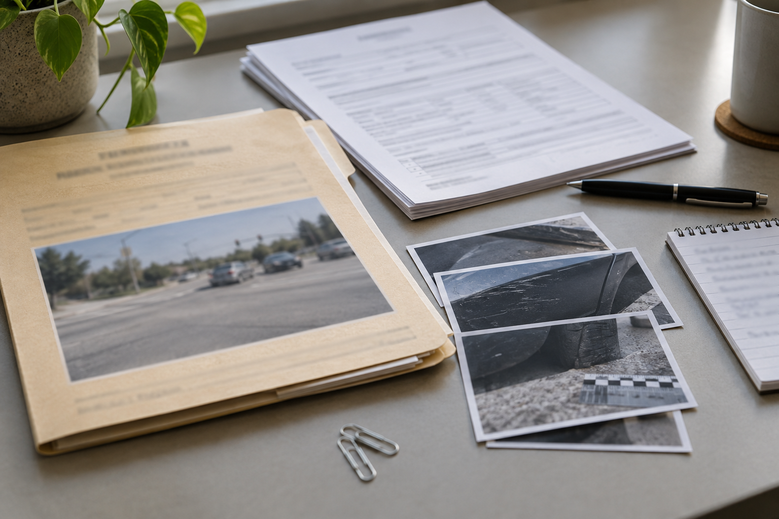 Crash report and insurance records representing evidence and coverage issues after an Allen County head-on collision.