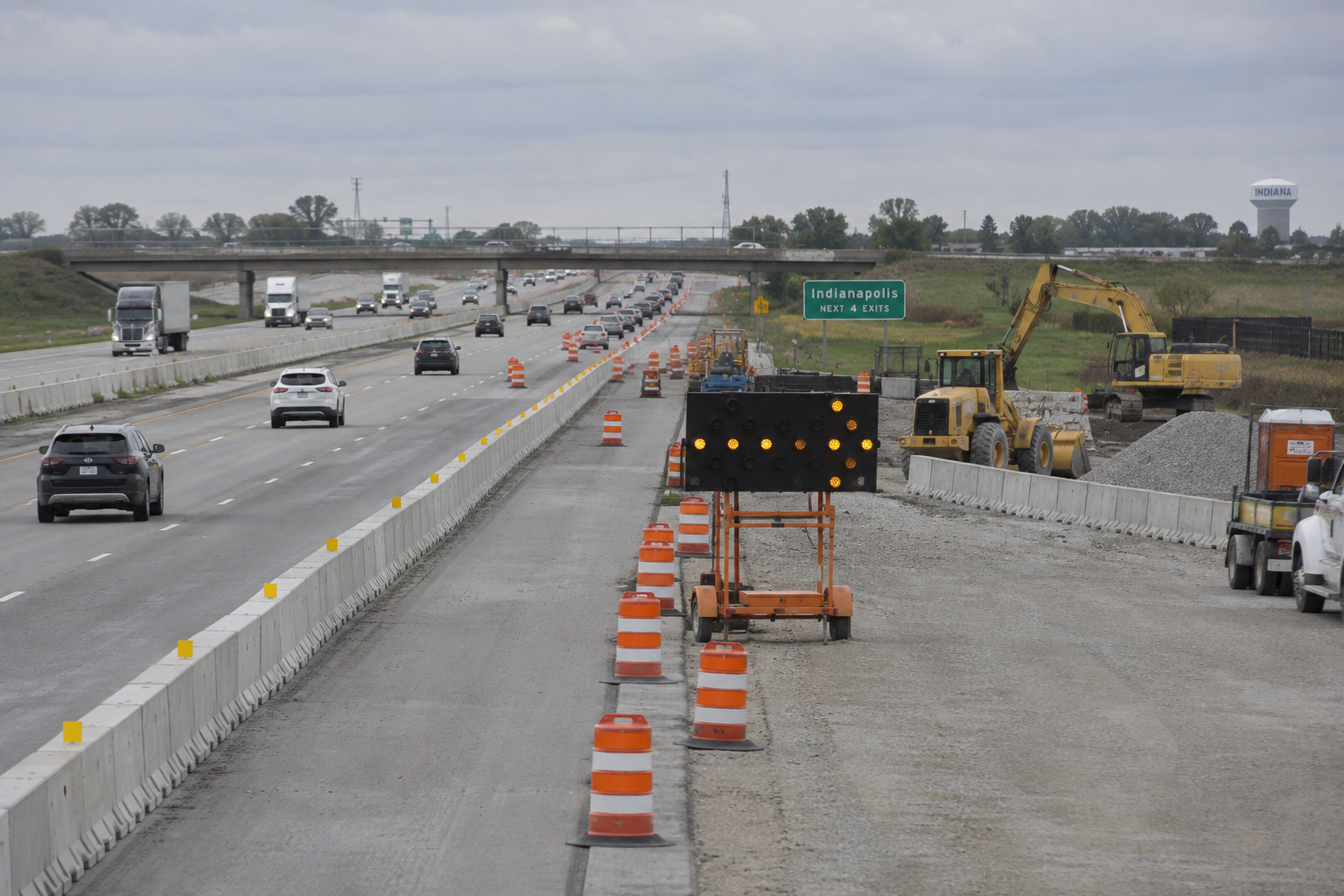 Indiana interstate construction-zone setting representing the location of the reported Gary hit-and-run crash.