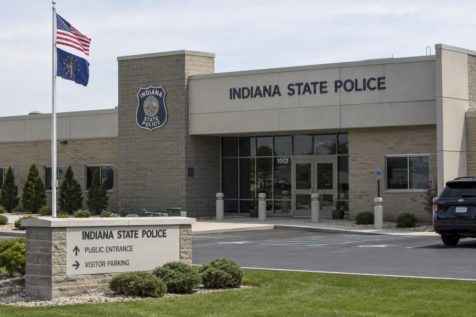 Indiana State Police facility representing the agency investigating the I-65 and I-80 crash in Gary.