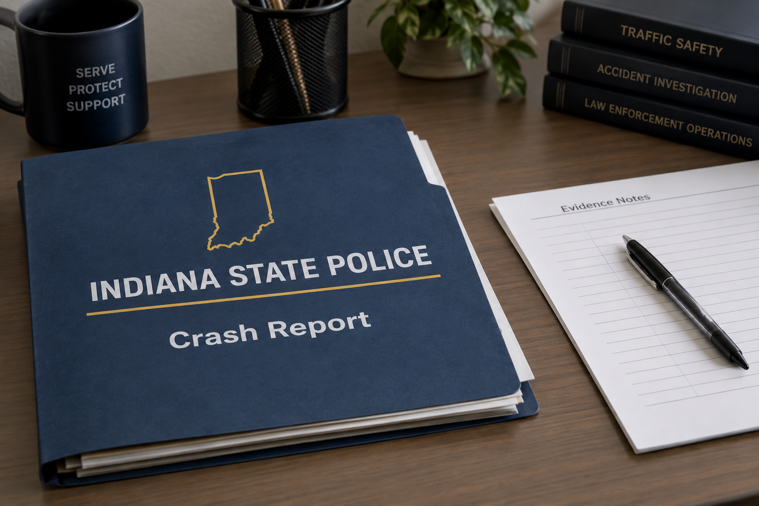 Crash-report and evidence documents representing the Indiana State Police investigation of the Steuben County semi crash.