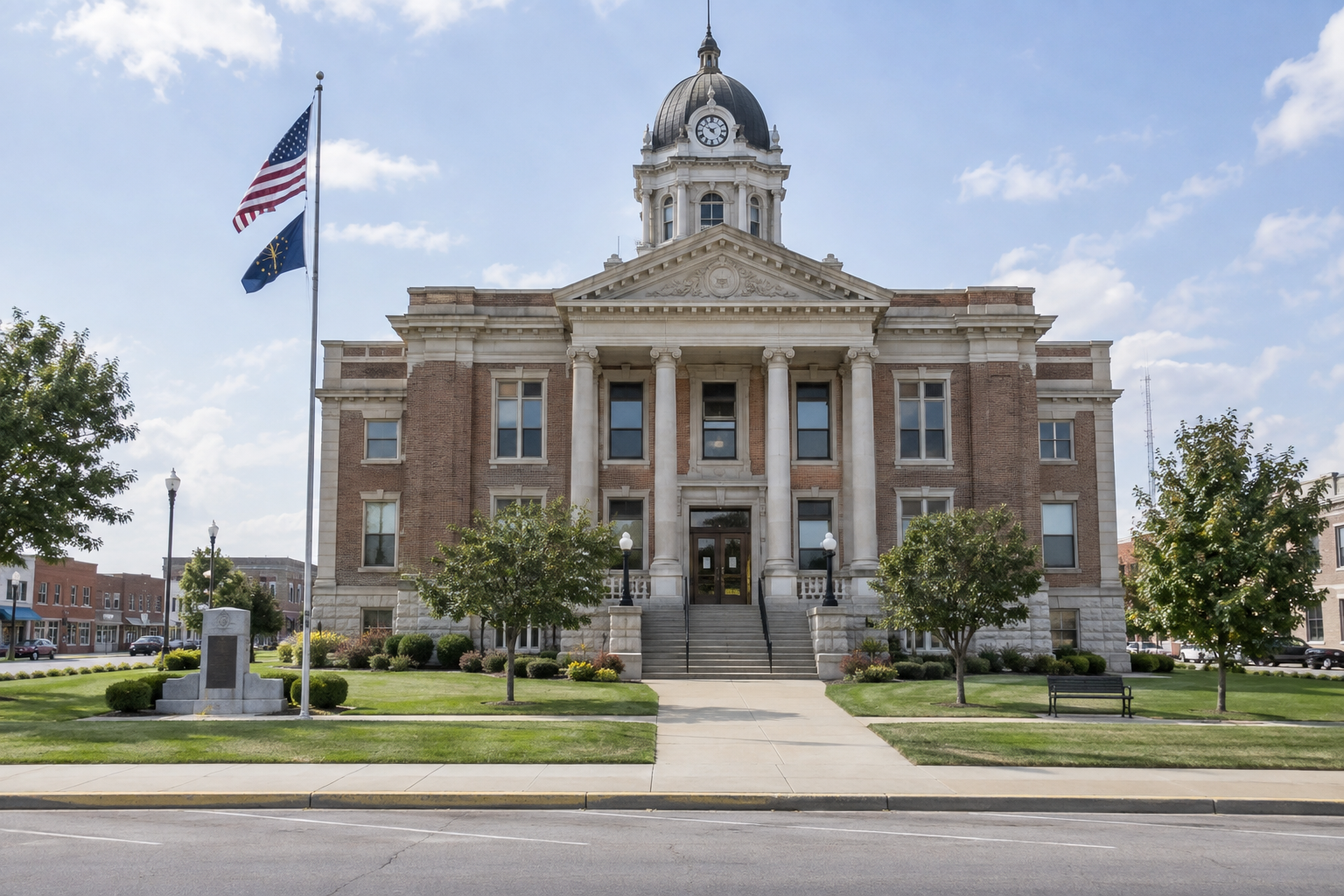 An Indiana county courthouse represents the Jackson County legal setting and filing deadlines discussed after the Vallonia crash.