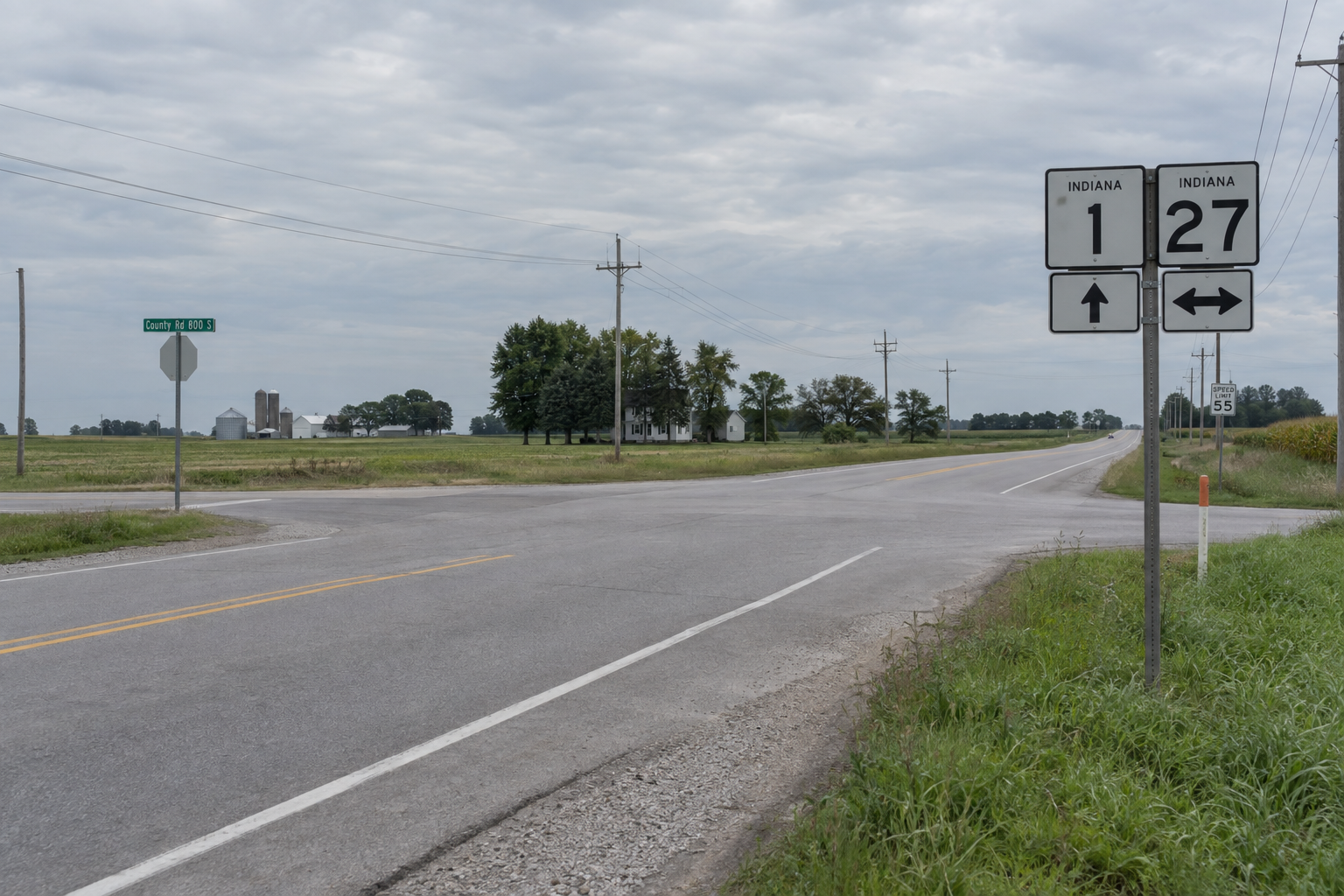 Roadway near US 36 and US 27 in Lynn, Indiana, where the fatal pursuit crash occurred.