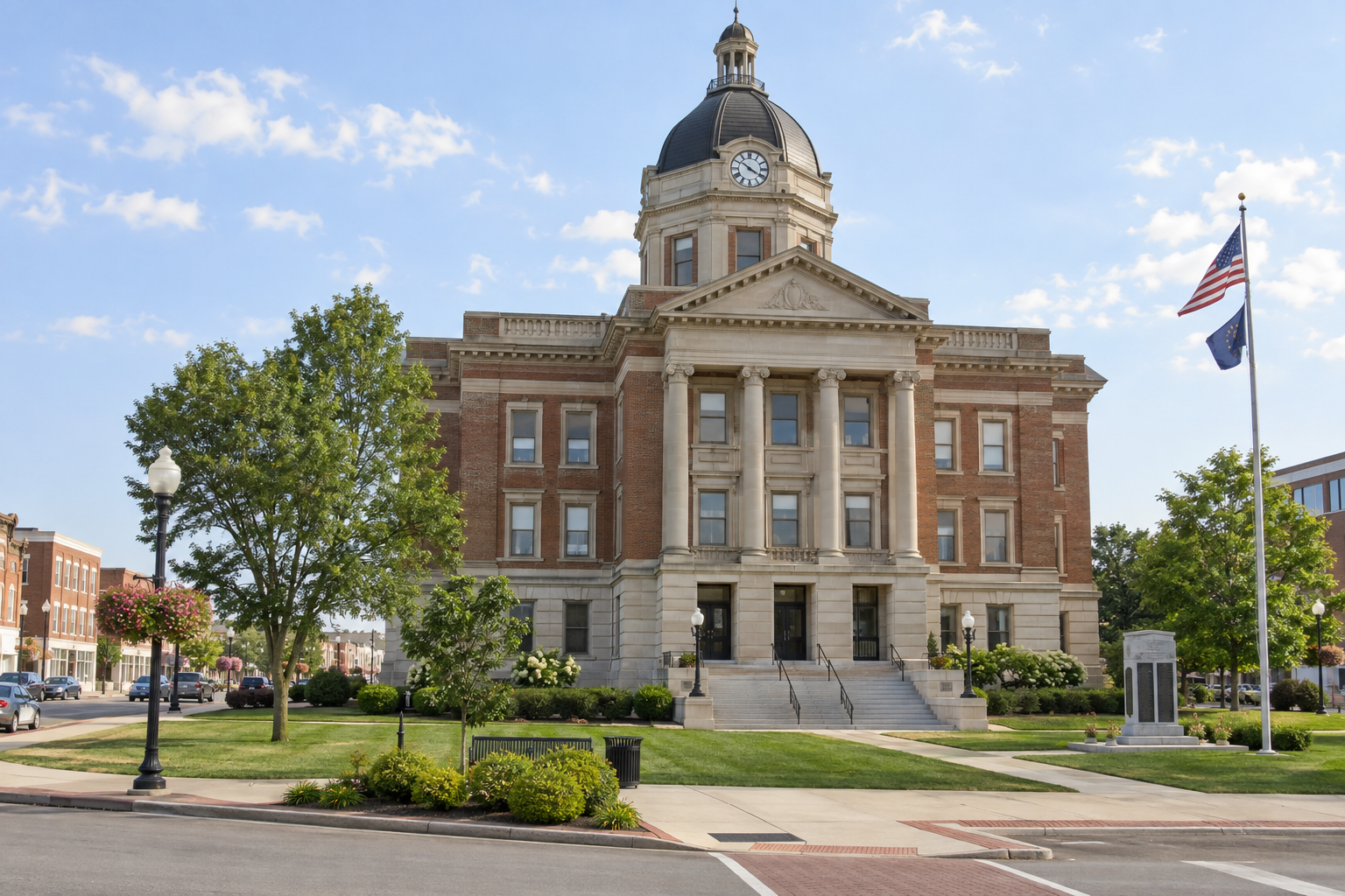 Indiana county courthouse exterior representing legal deadlines and potential claims connected with a Cass County crash.