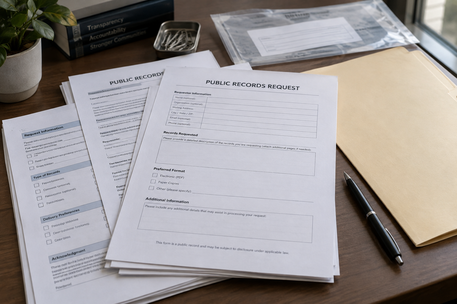 Public-records paperwork representing police reports, security records, and video preservation after a Decatur County injury investigation.