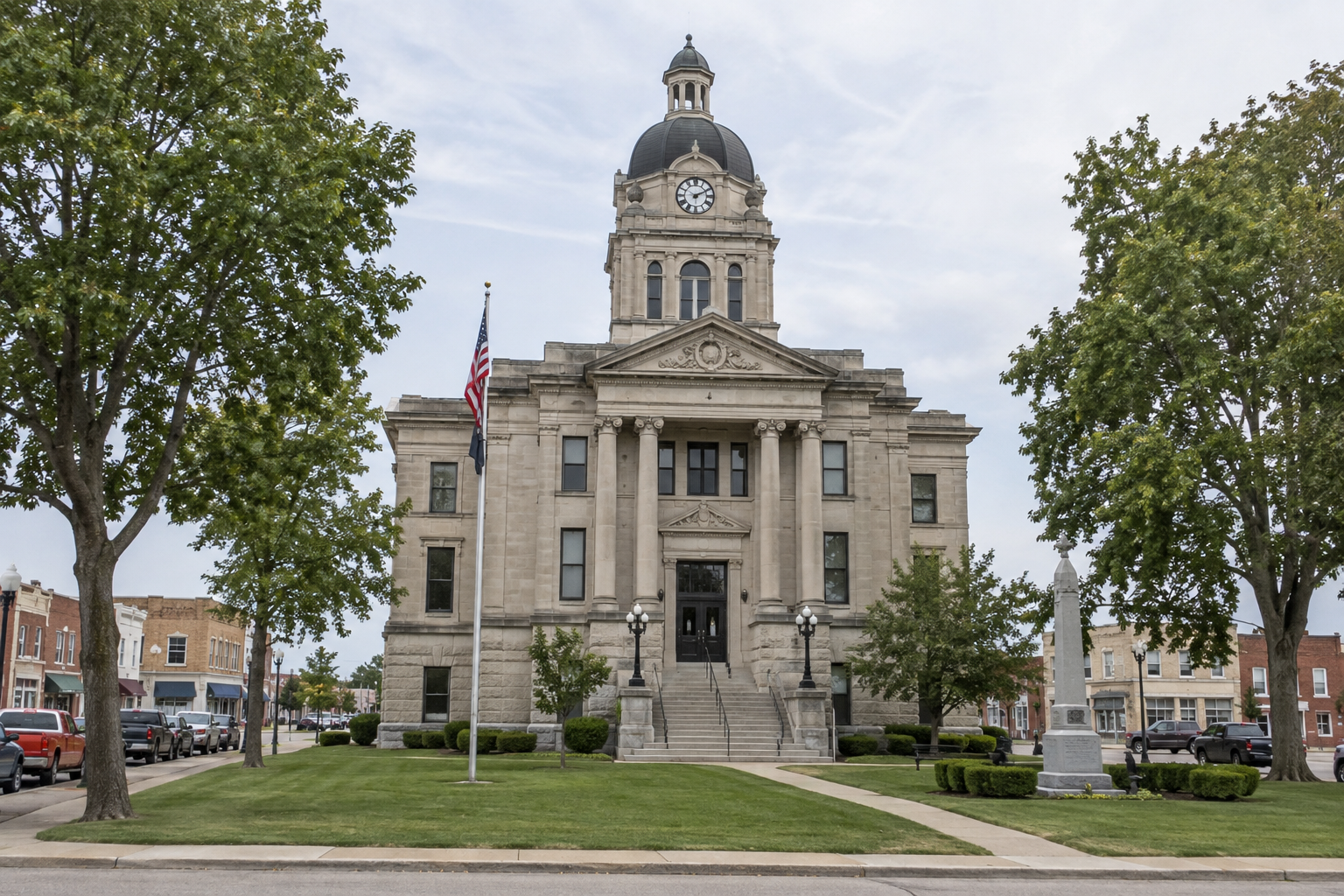 Indiana county courthouse exterior representing legal and filing issues that may follow a Marshall County injury crash.