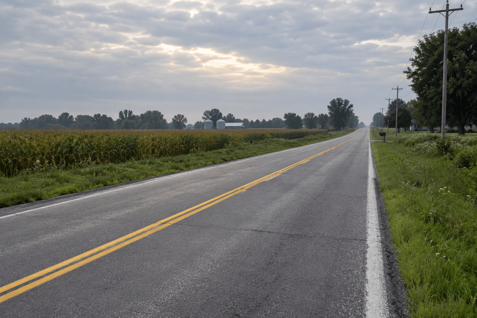 Center line on a rural section of State Road 29 near Michigantown, the area of the reported Clinton County head-on collision.