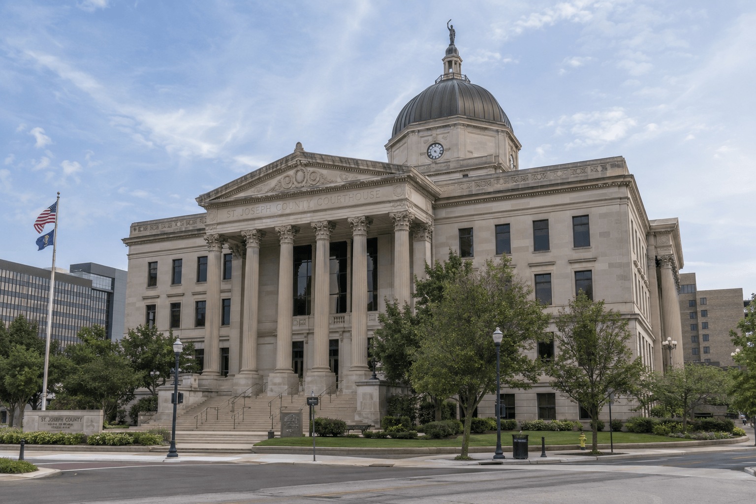 St. Joseph County courthouse in South Bend, where Indiana estate and wrongful death proceedings may be handled.
