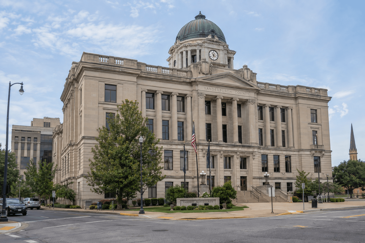 Vanderburgh County courthouse in Evansville, where legal proceedings connected to local injury cases may occur.