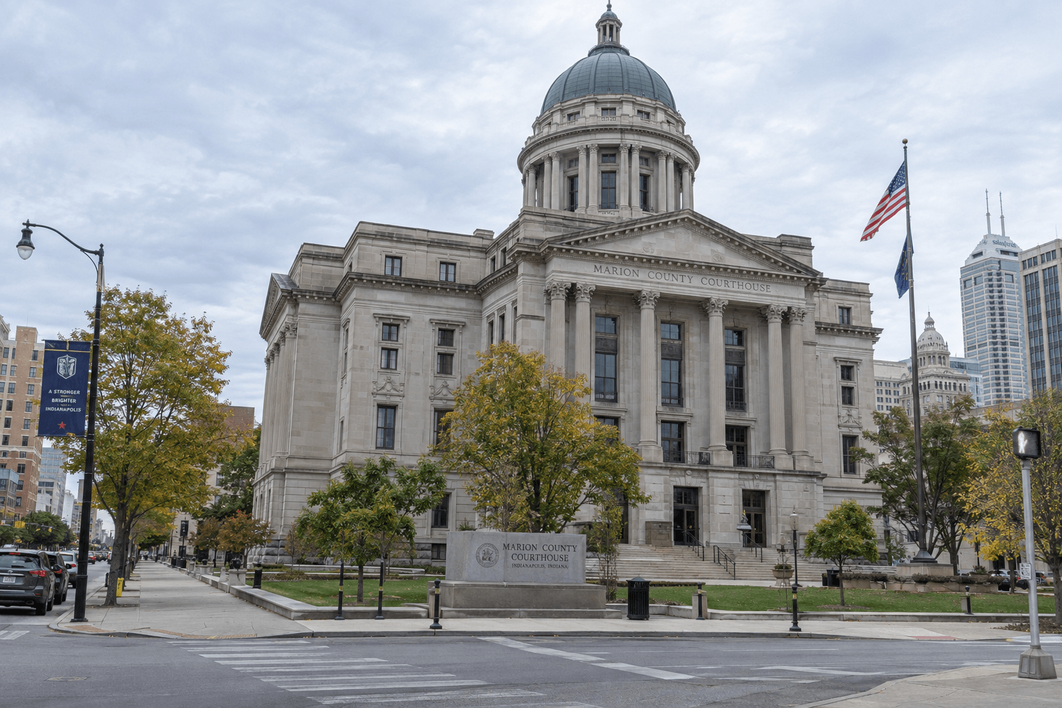Marion County courthouse exterior in Indianapolis, relevant to potential Indiana court proceedings following the motorcycle crash.