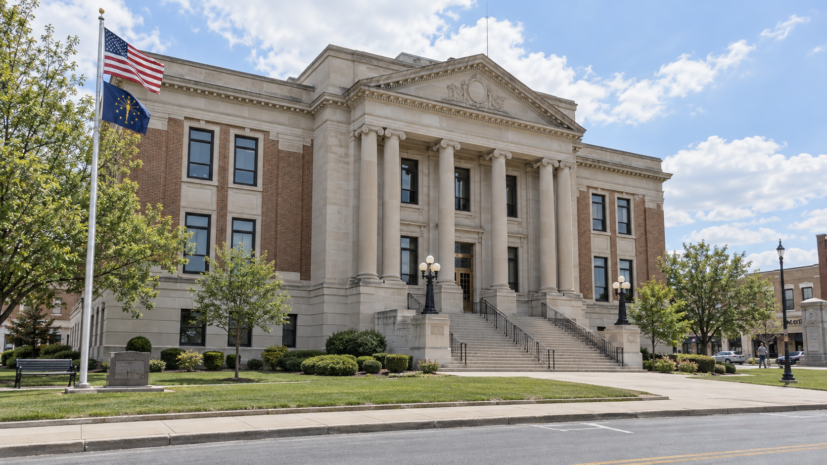 Indiana county courthouse exterior representing filing and deadline issues that may follow a fatal Vigo County crash.