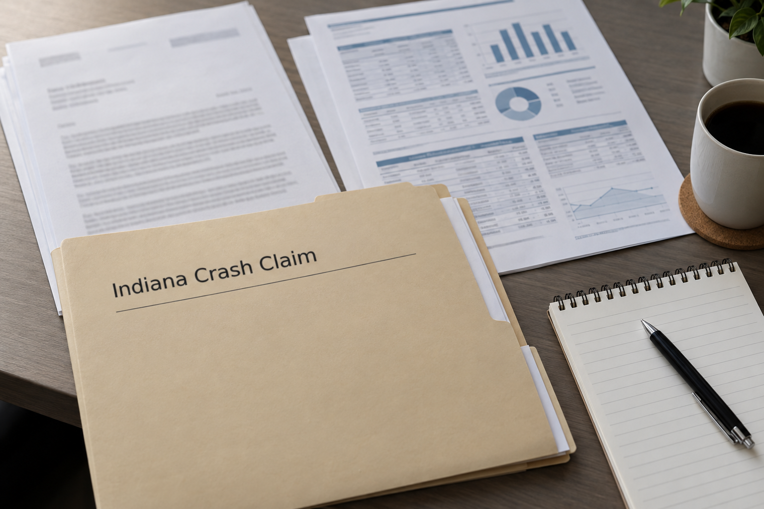 Crash records and insurance documents illustrating evidence preservation after an Elkhart County intersection collision.