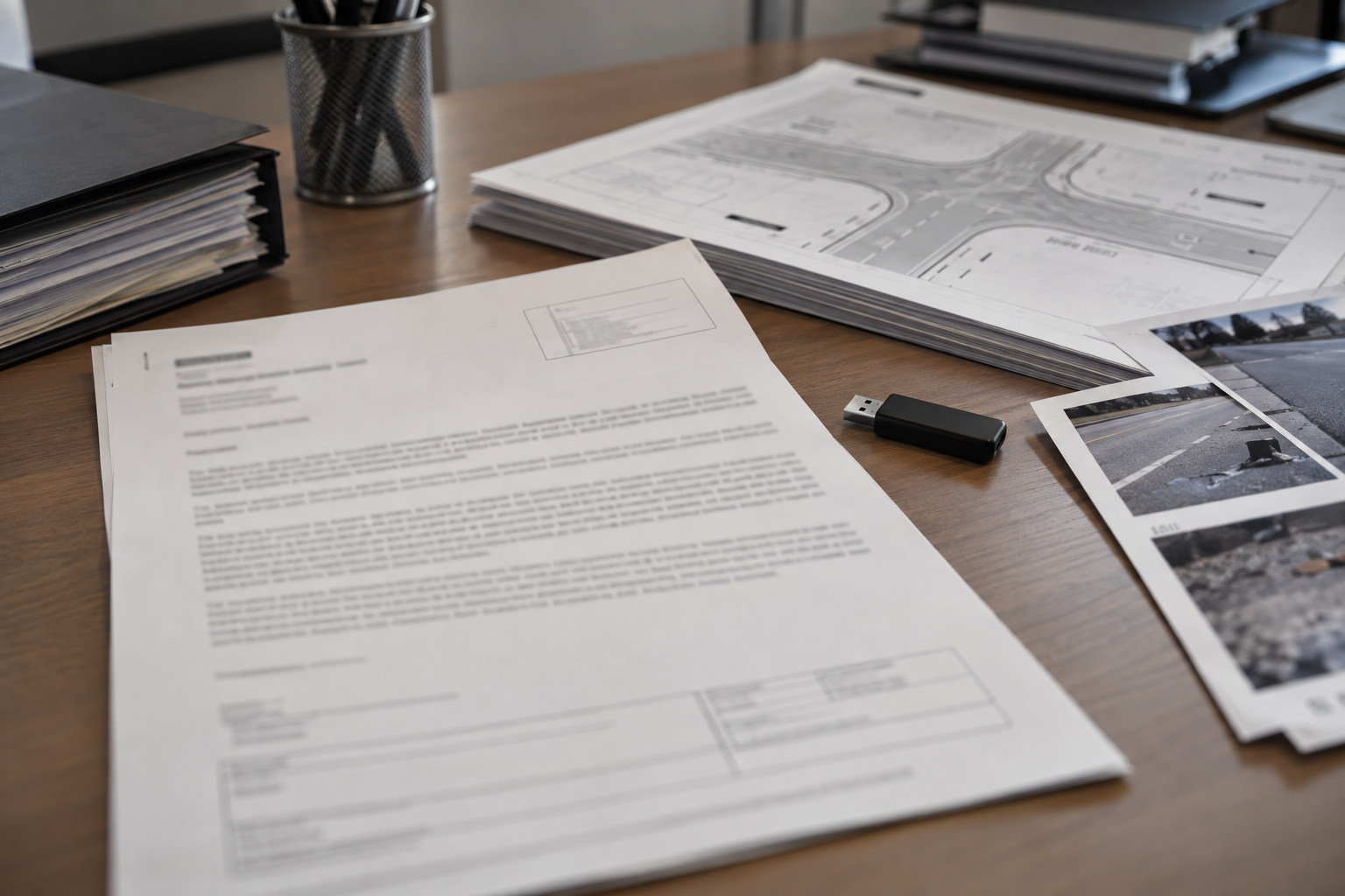 Crash investigation and evidence-preservation documents representing records that may matter after a serious commercial-vehicle collision.