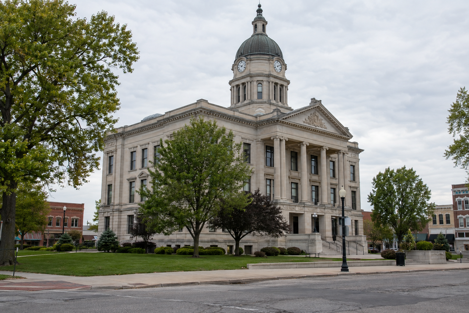 County government building in northern Indiana, representing the local records and legal process following an Elkhart County injury crash.