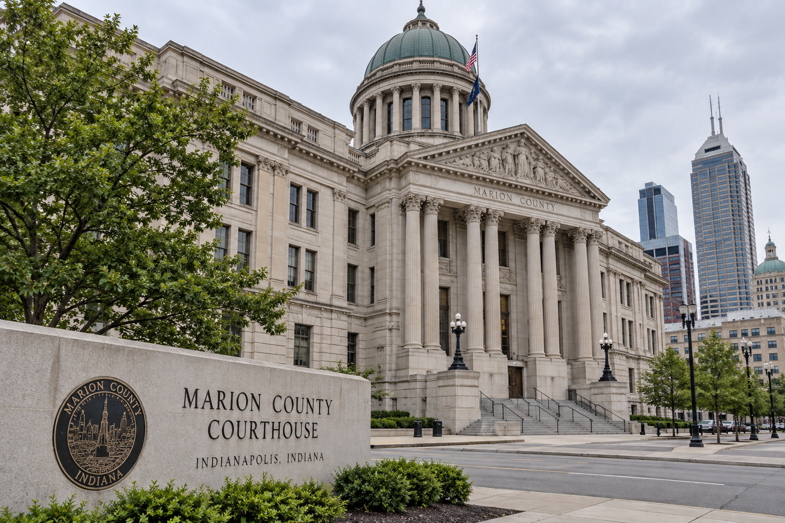 Marion County courthouse exterior in Indianapolis, relevant to the criminal sentencing and possible civil proceedings discussed in the article.